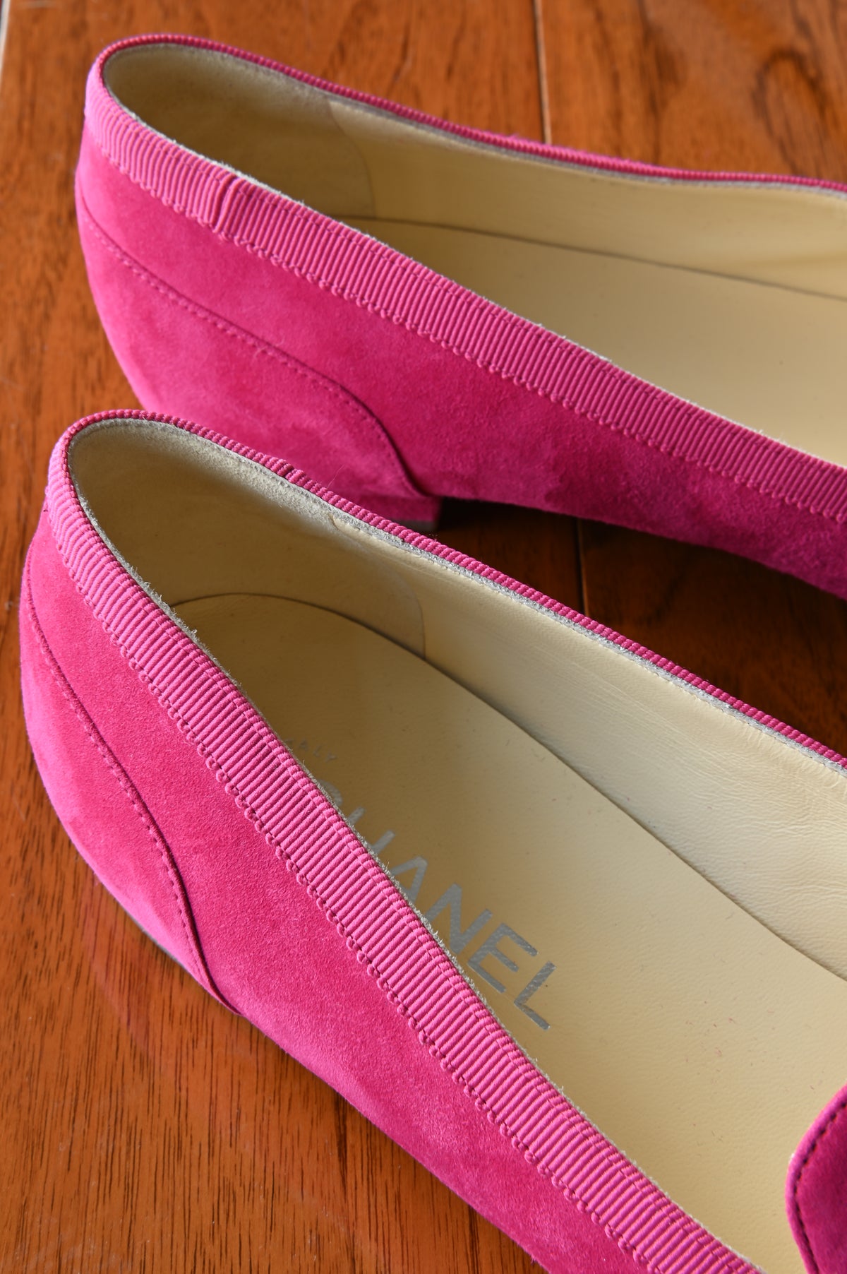 Chanel Hot Pink Suede Loafers back