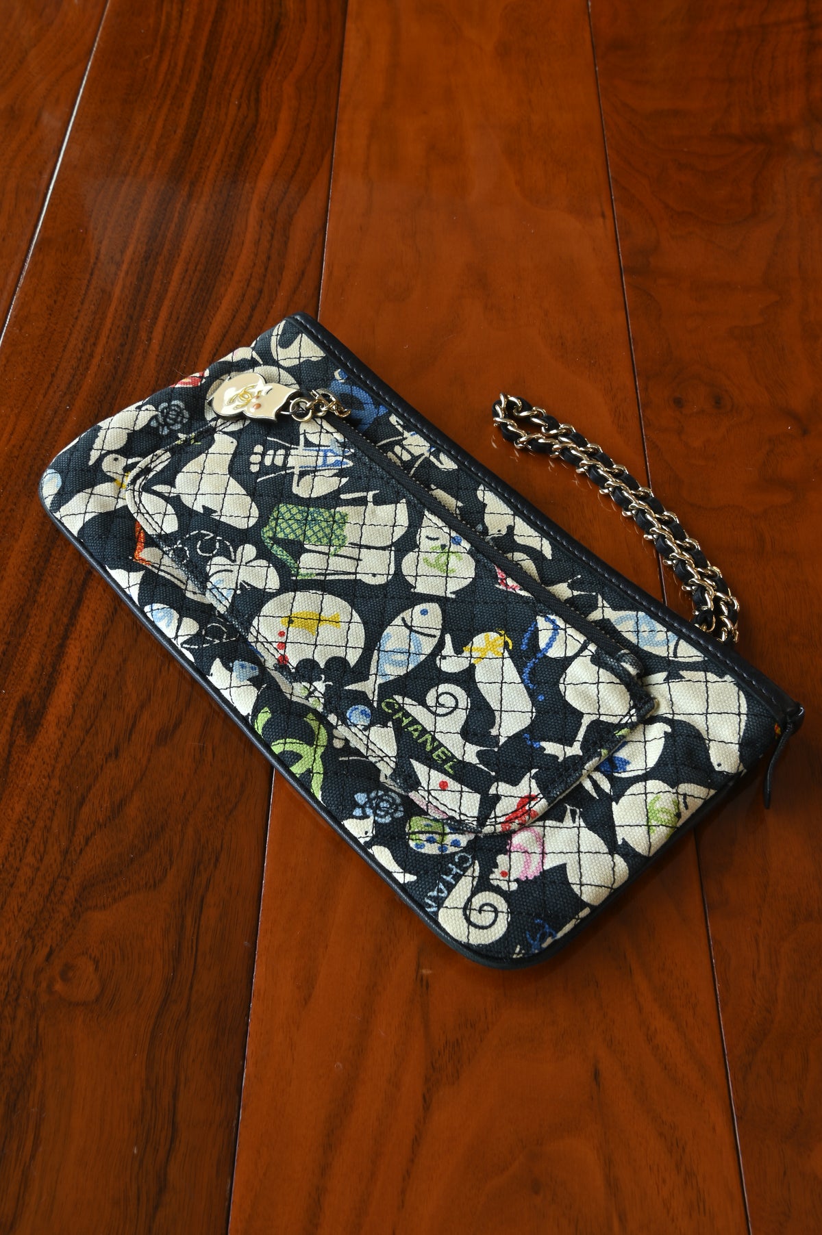 Chanel Multicolor Quilted Animal Pouch
