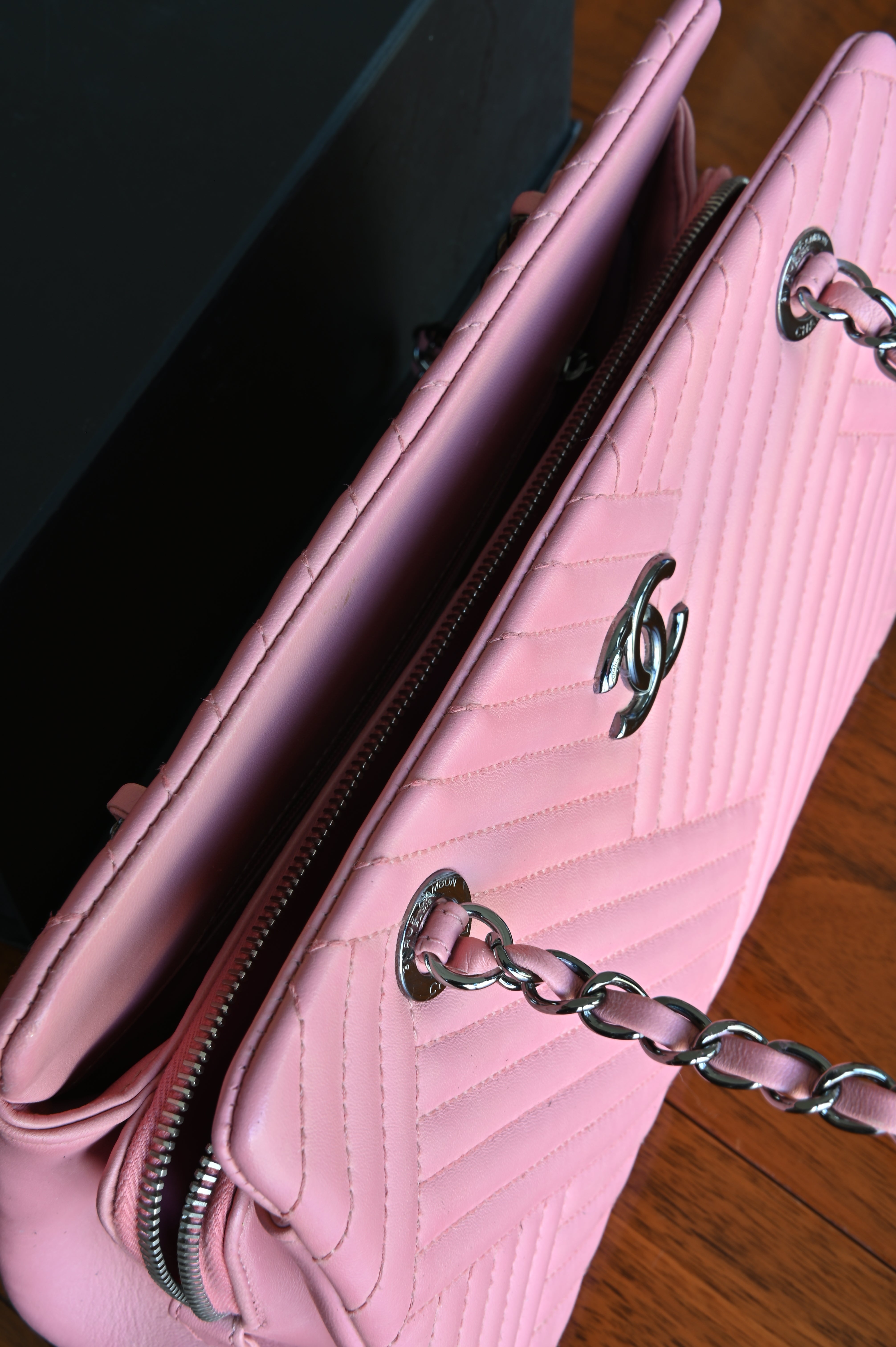 Chanel Pink Quilted Shoulder Bag top