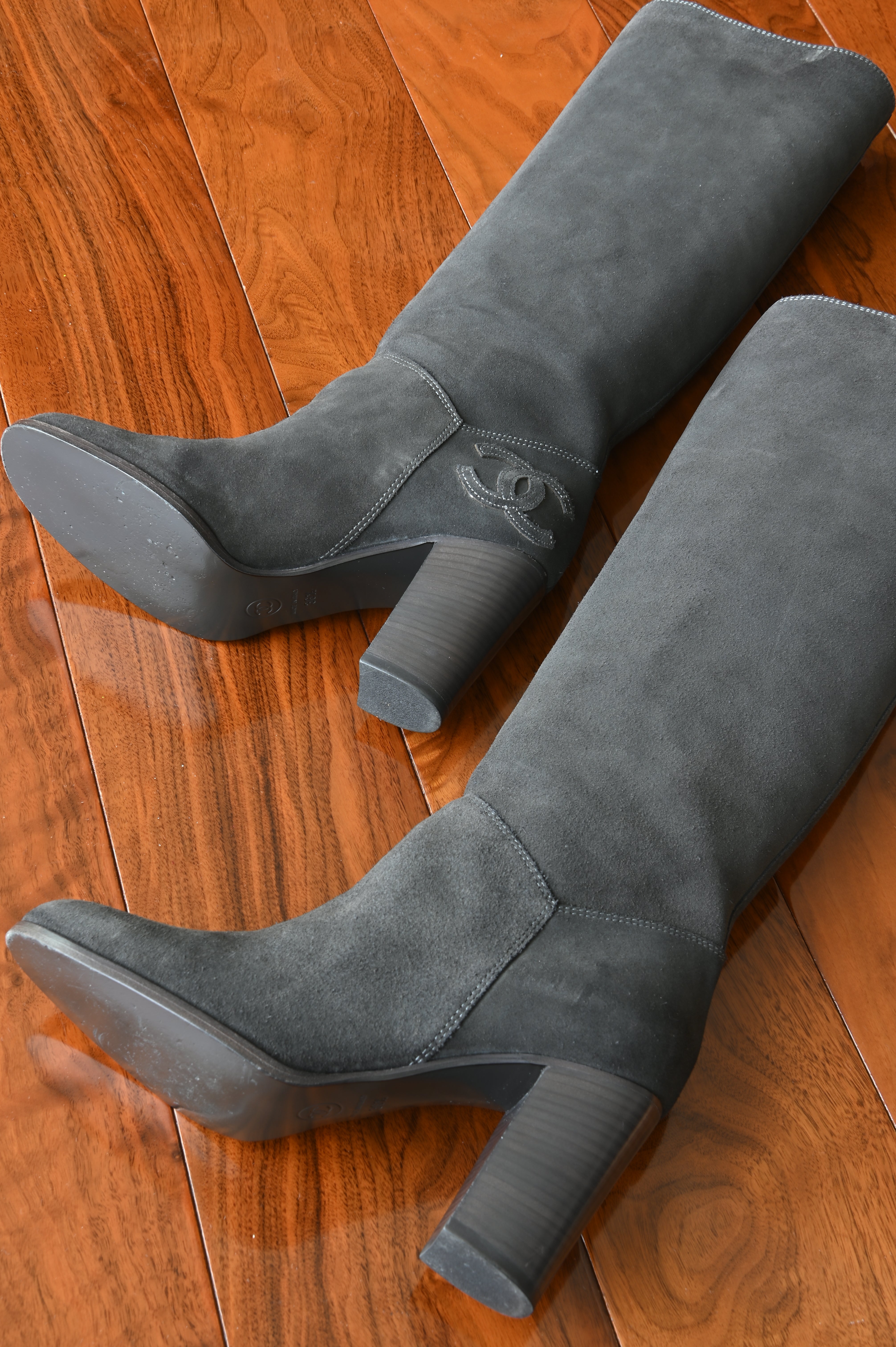 Chanel Suede Long Boots High Heel side