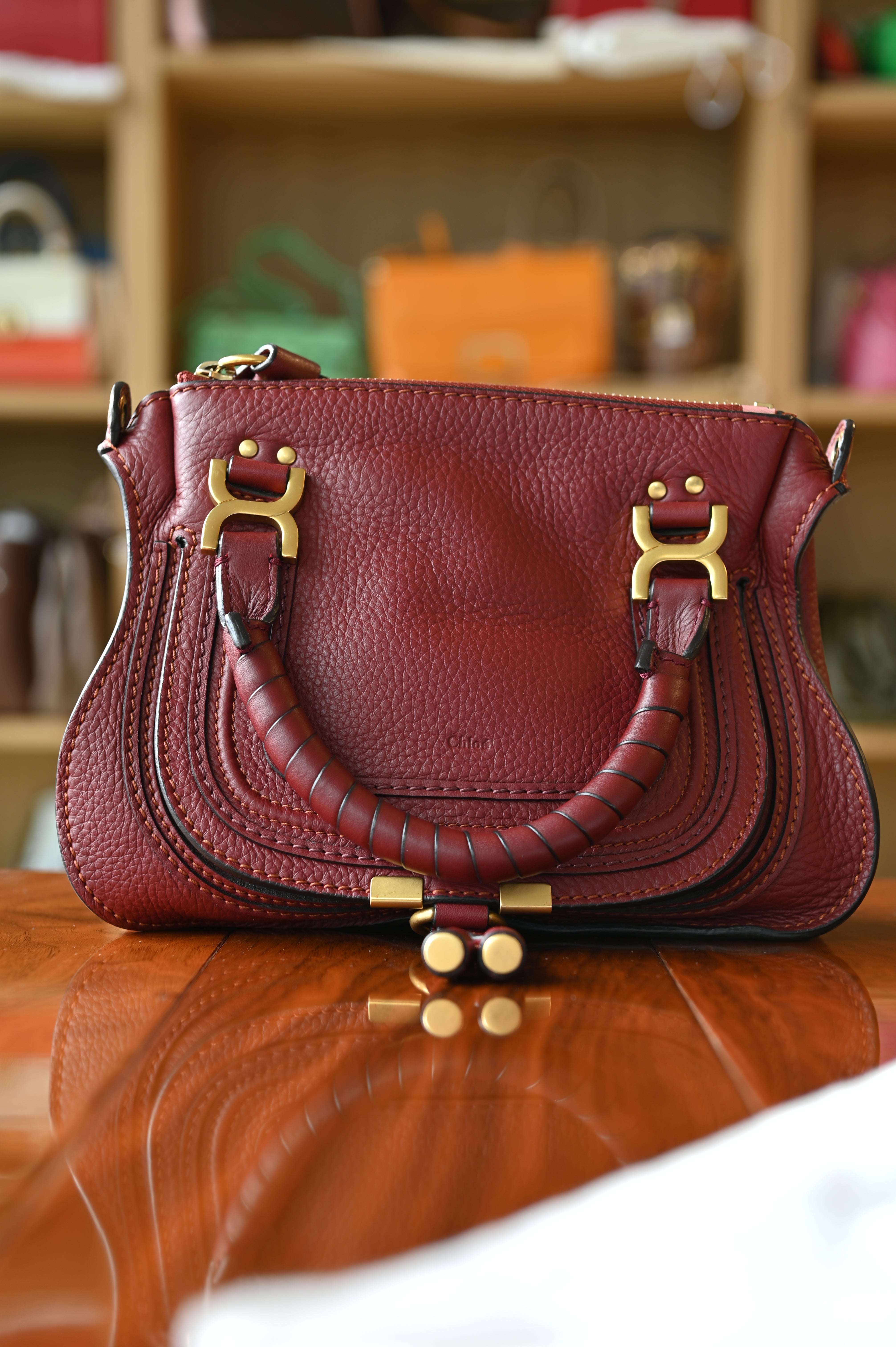 Chloé Marcie Burgundy Shoulder Bag