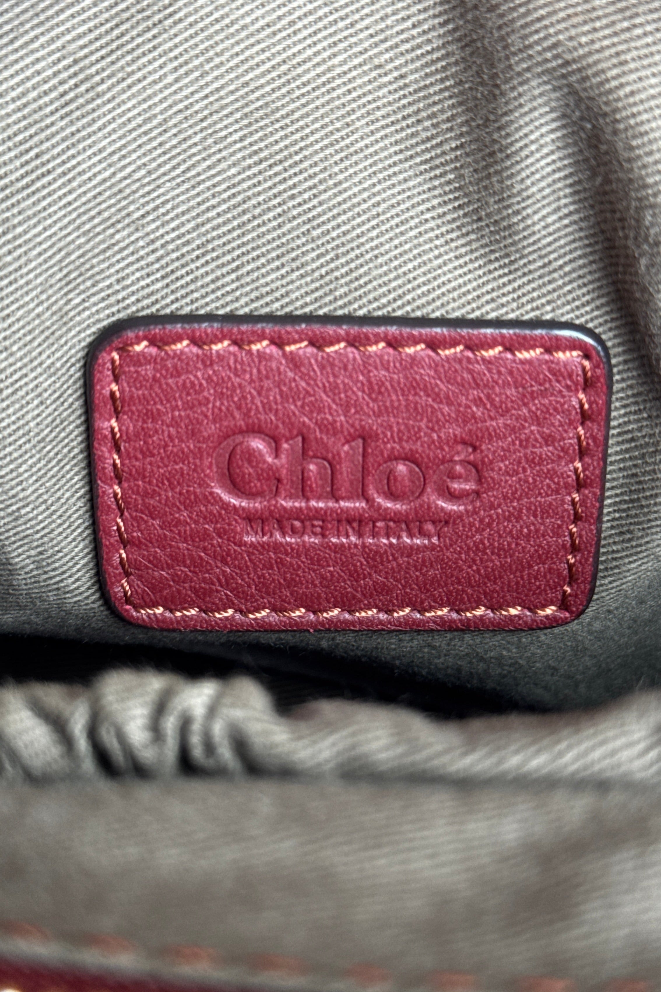 Chloé Marcie Burgundy Shoulder Bag logo