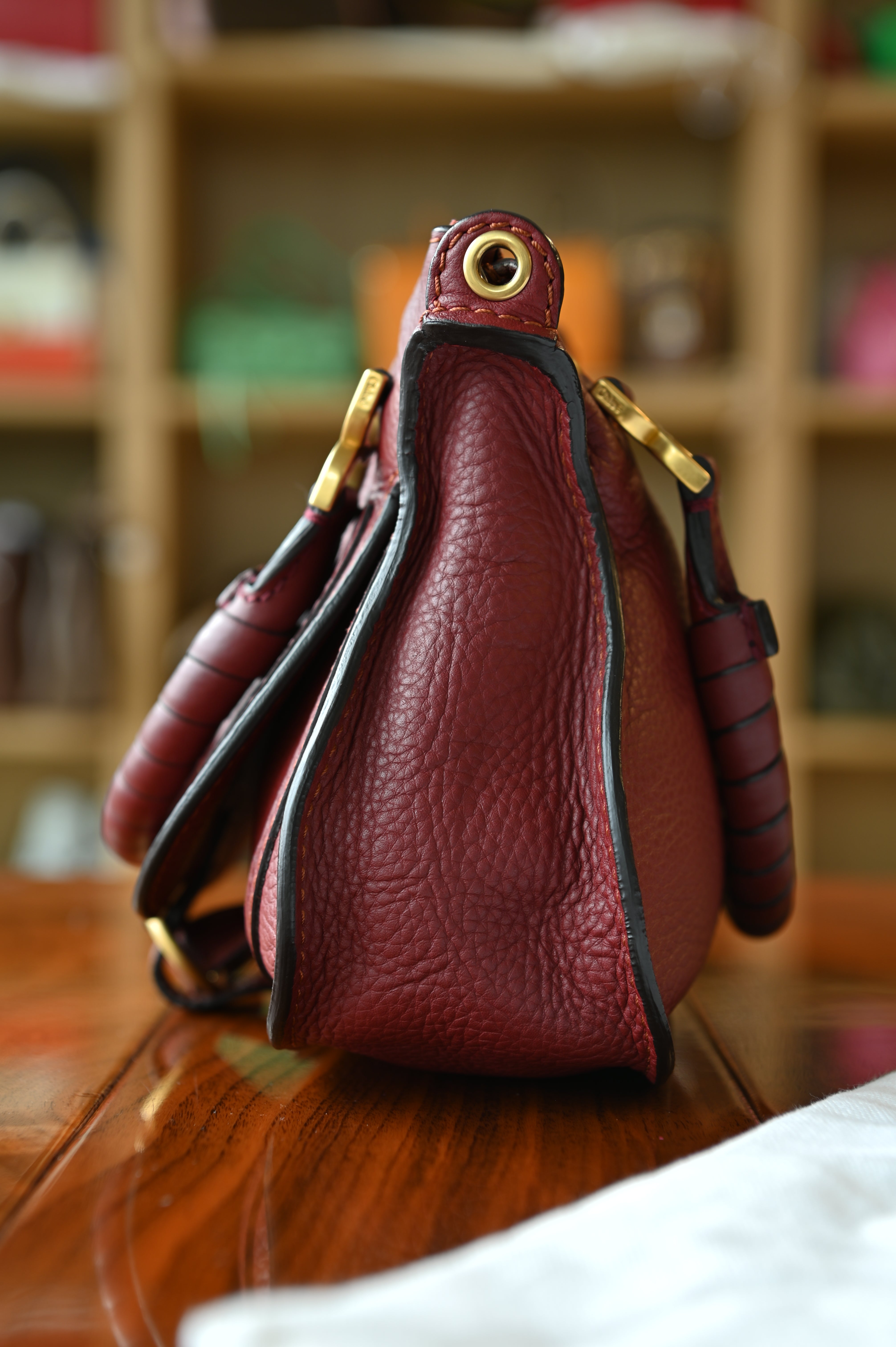 Chloé Marcie Burgundy Shoulder Bag side two