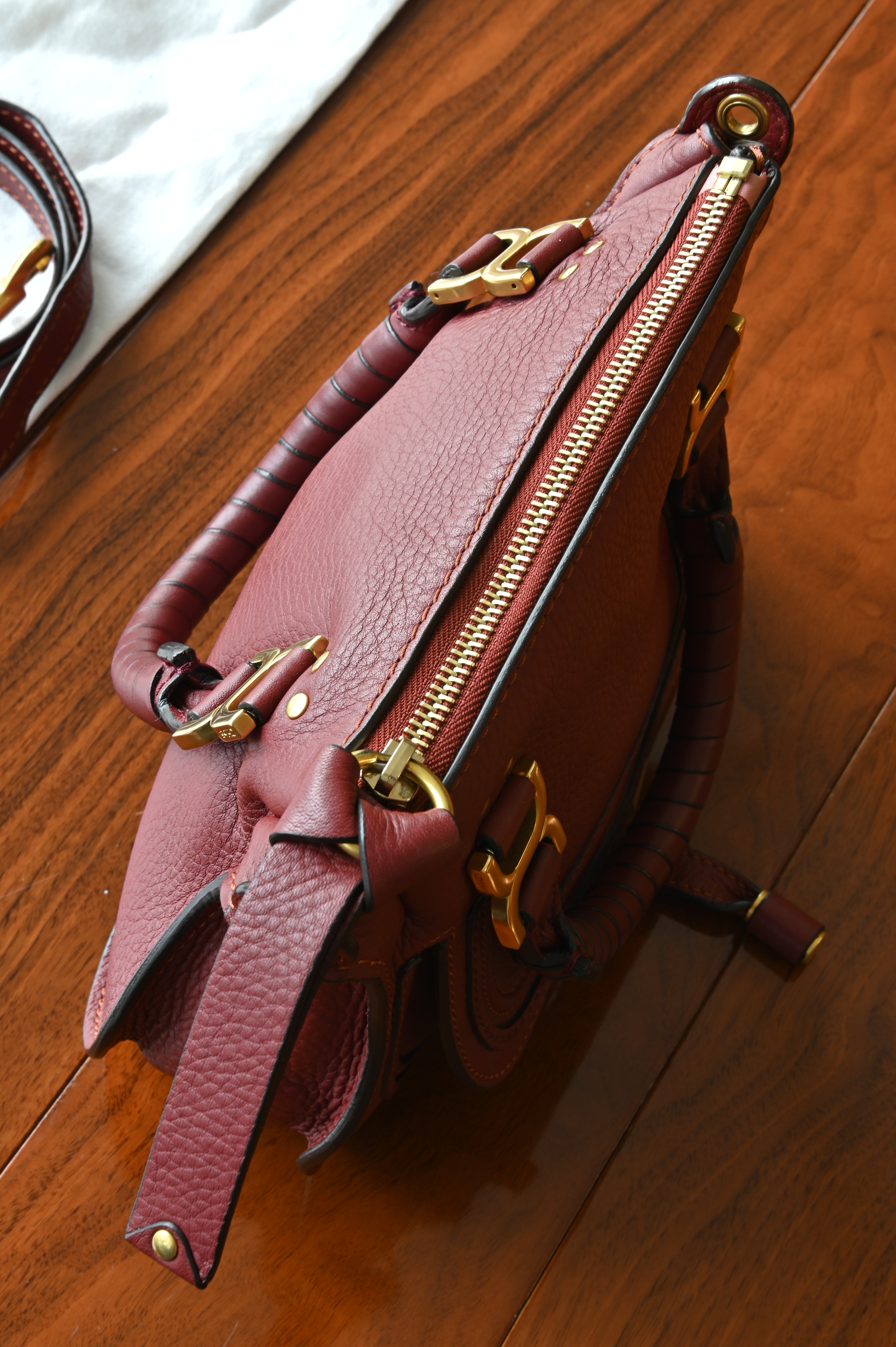 Chloé Marcie Burgundy Shoulder Bag top