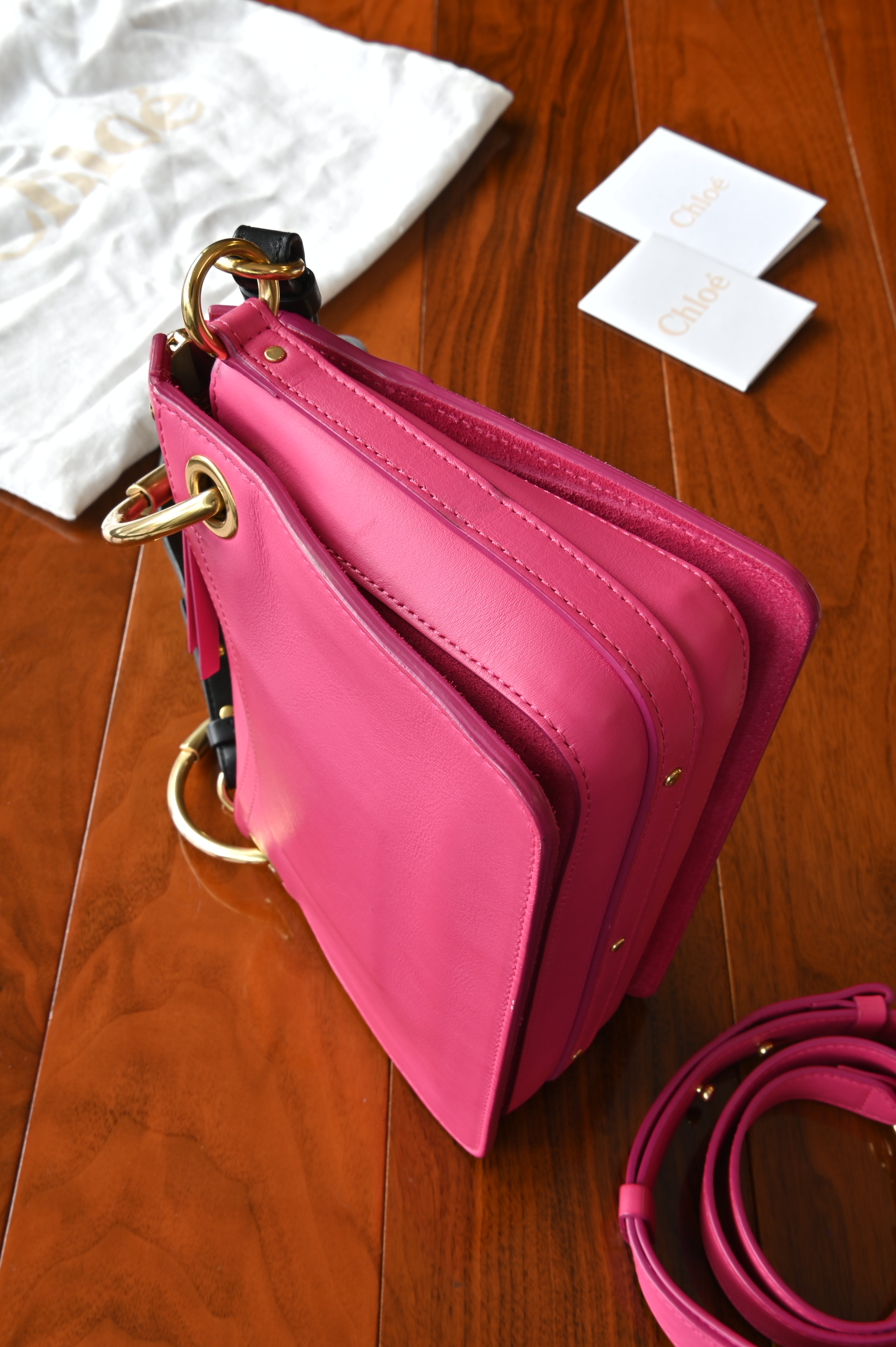 Chloé Small Pink Suede Calf Shoulder Bag side