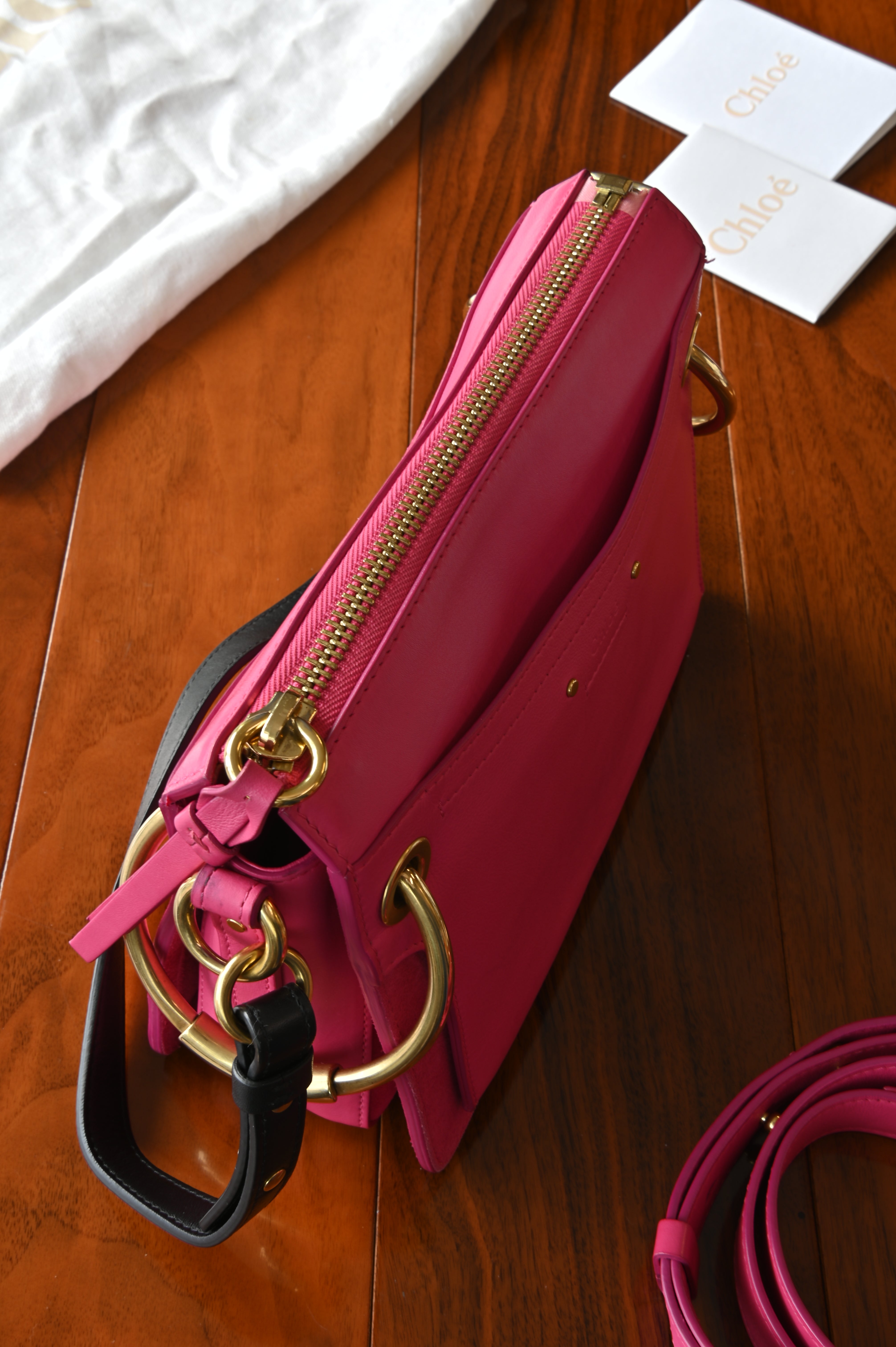 Chloé Small Pink Suede Calf Shoulder Bag top