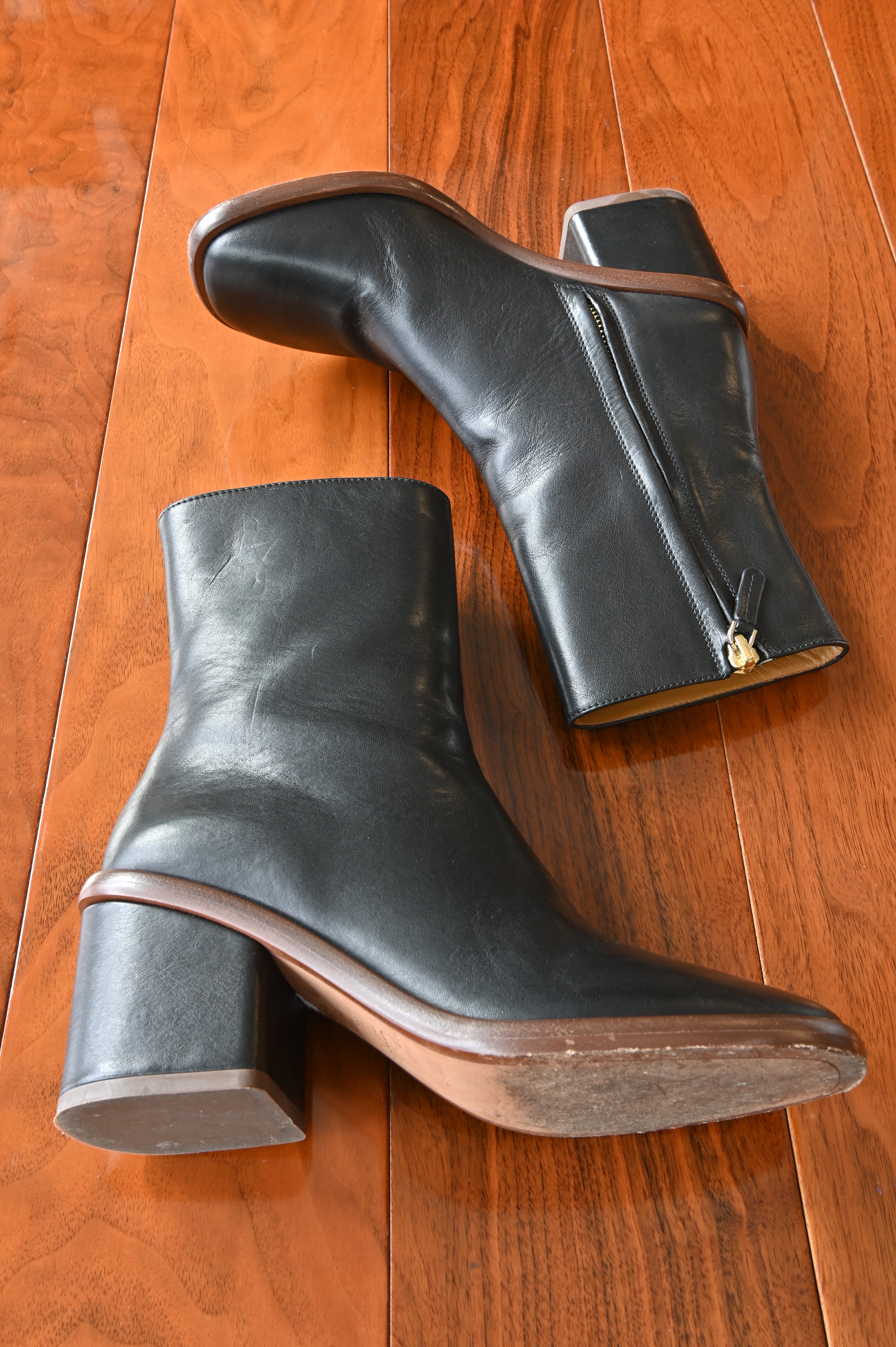 Chloe Black Leather Block Ankle Boots side