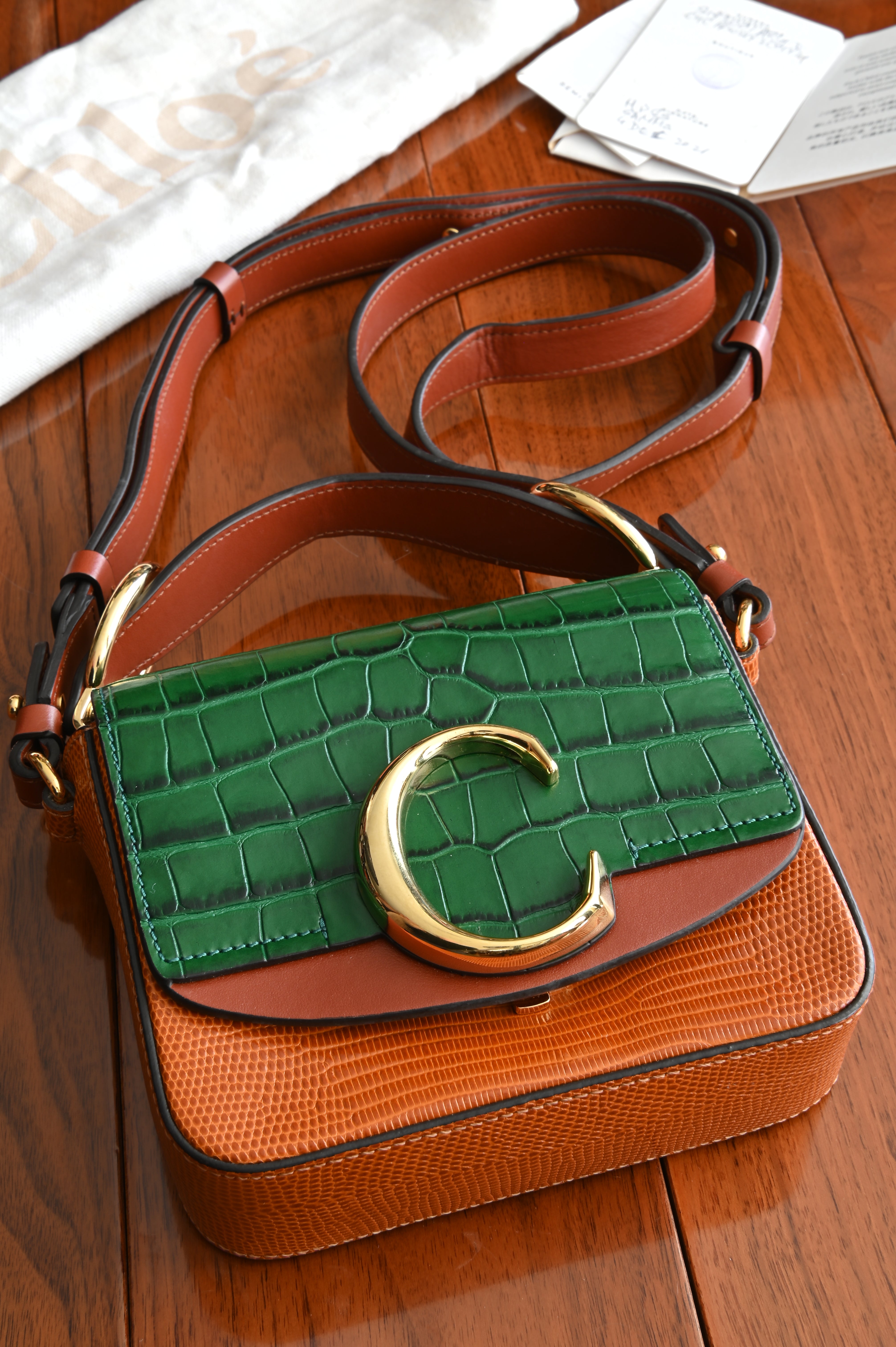 Chloe C Croc Lizard Emboss Mini Leather Bag Front