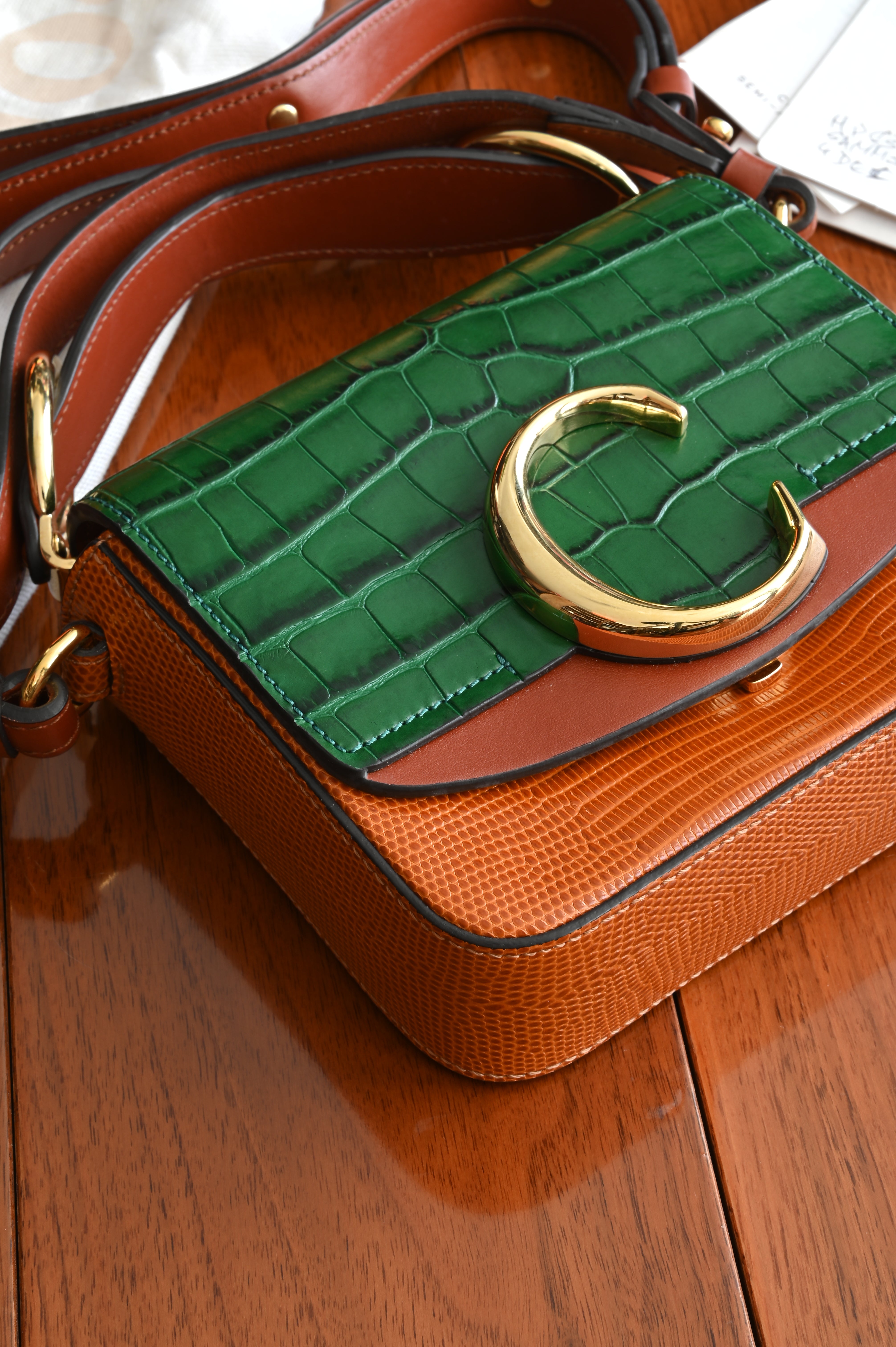 Chloe C Croc Lizard Emboss Mini Leather Bag angle