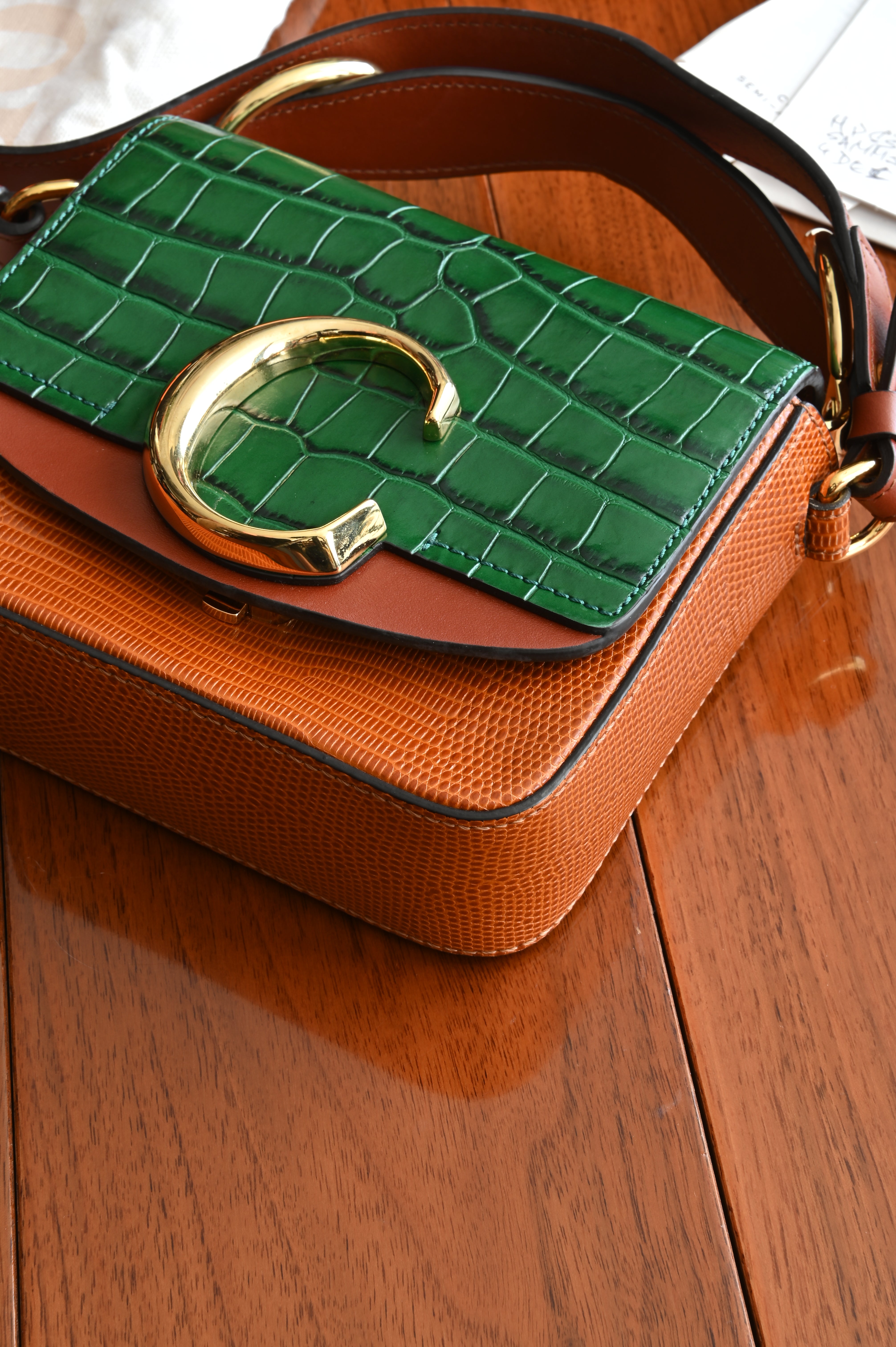 Chloe C Croc Lizard Emboss Mini Leather Bag angle two