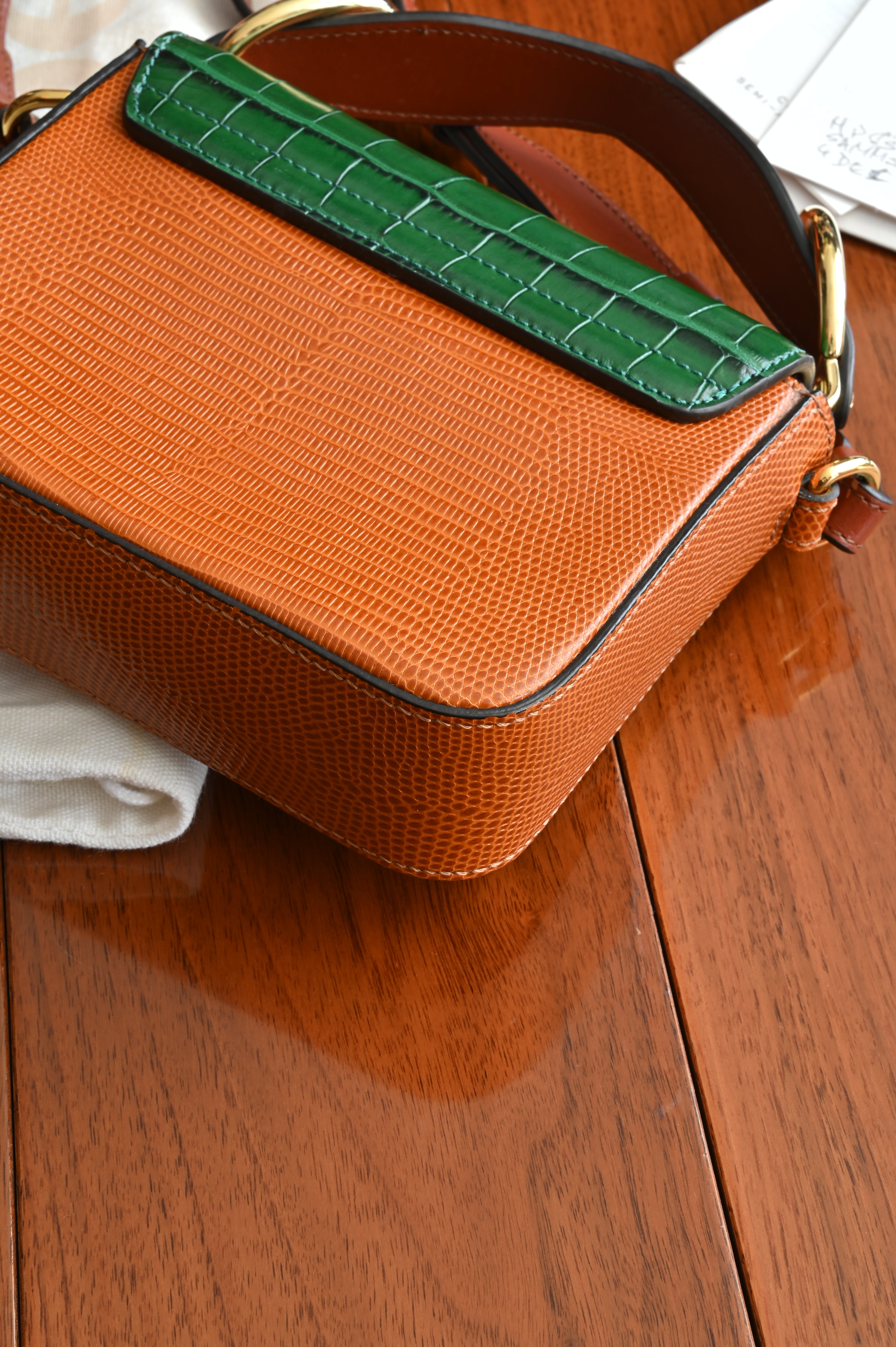 Chloe C Croc Lizard Emboss Mini Leather Bag back angle two