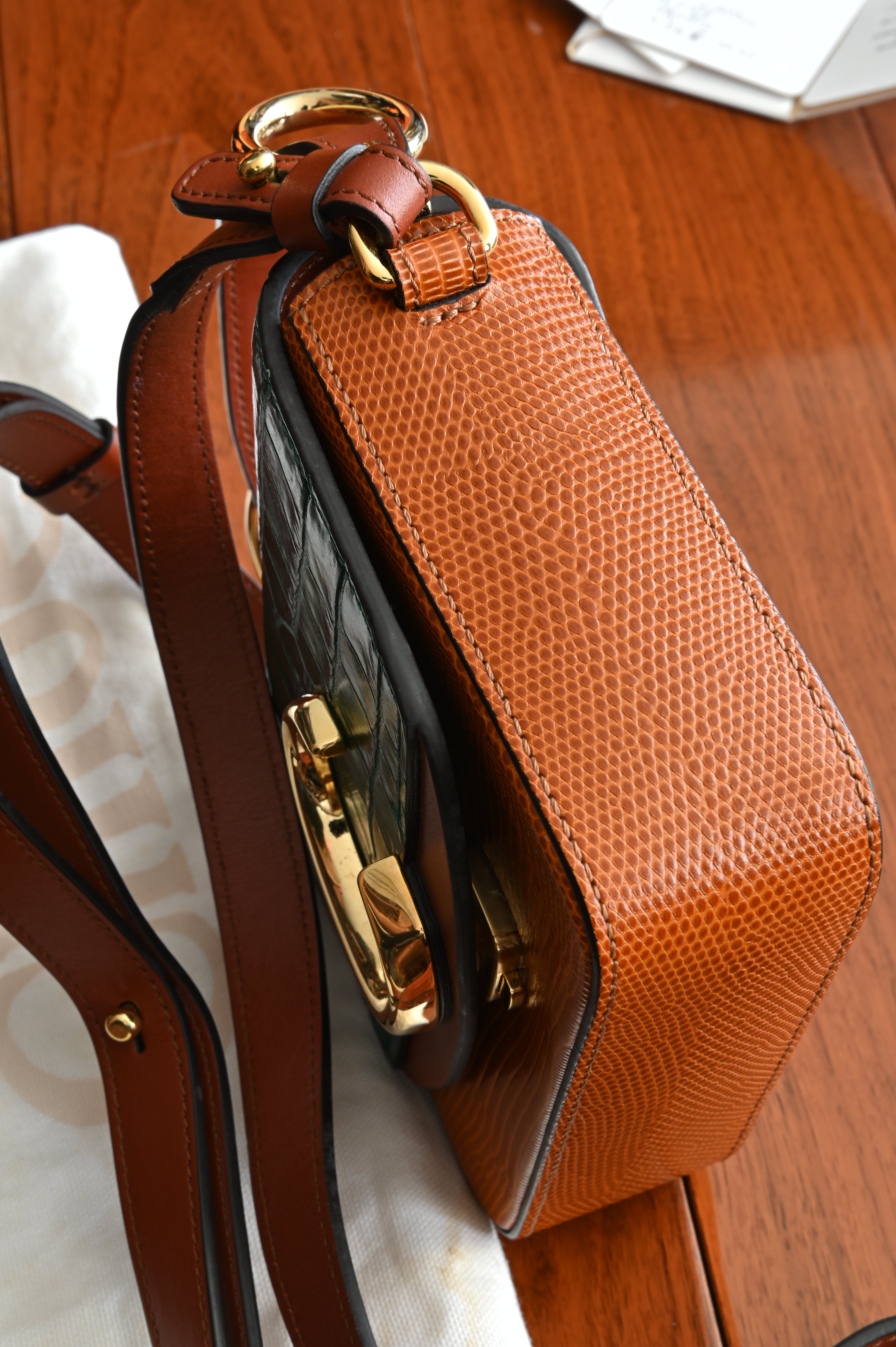 Chloe C Croc Lizard Emboss Mini Leather Bag left