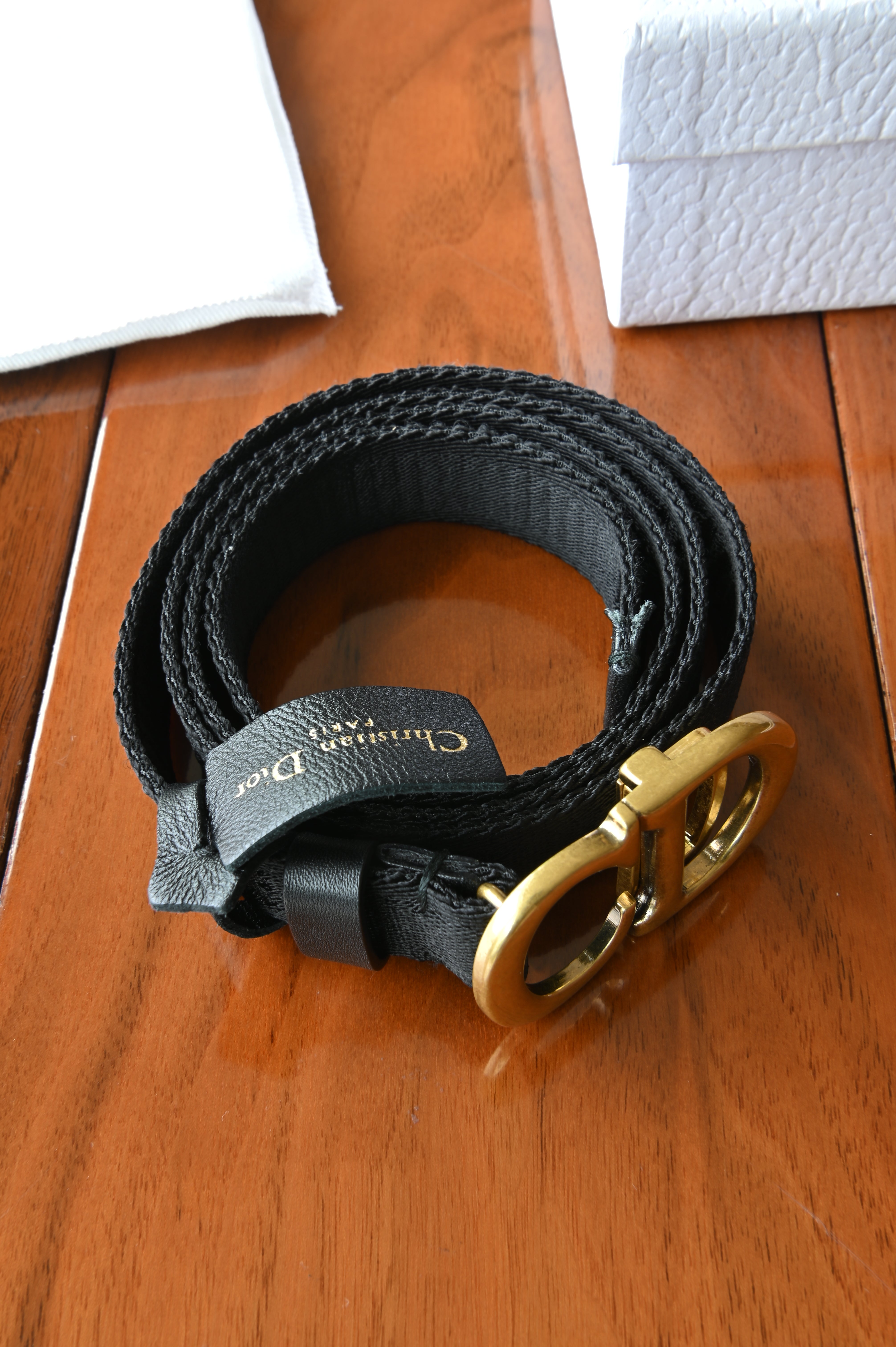 Christian Dior Black Canvas Saddle Belt
