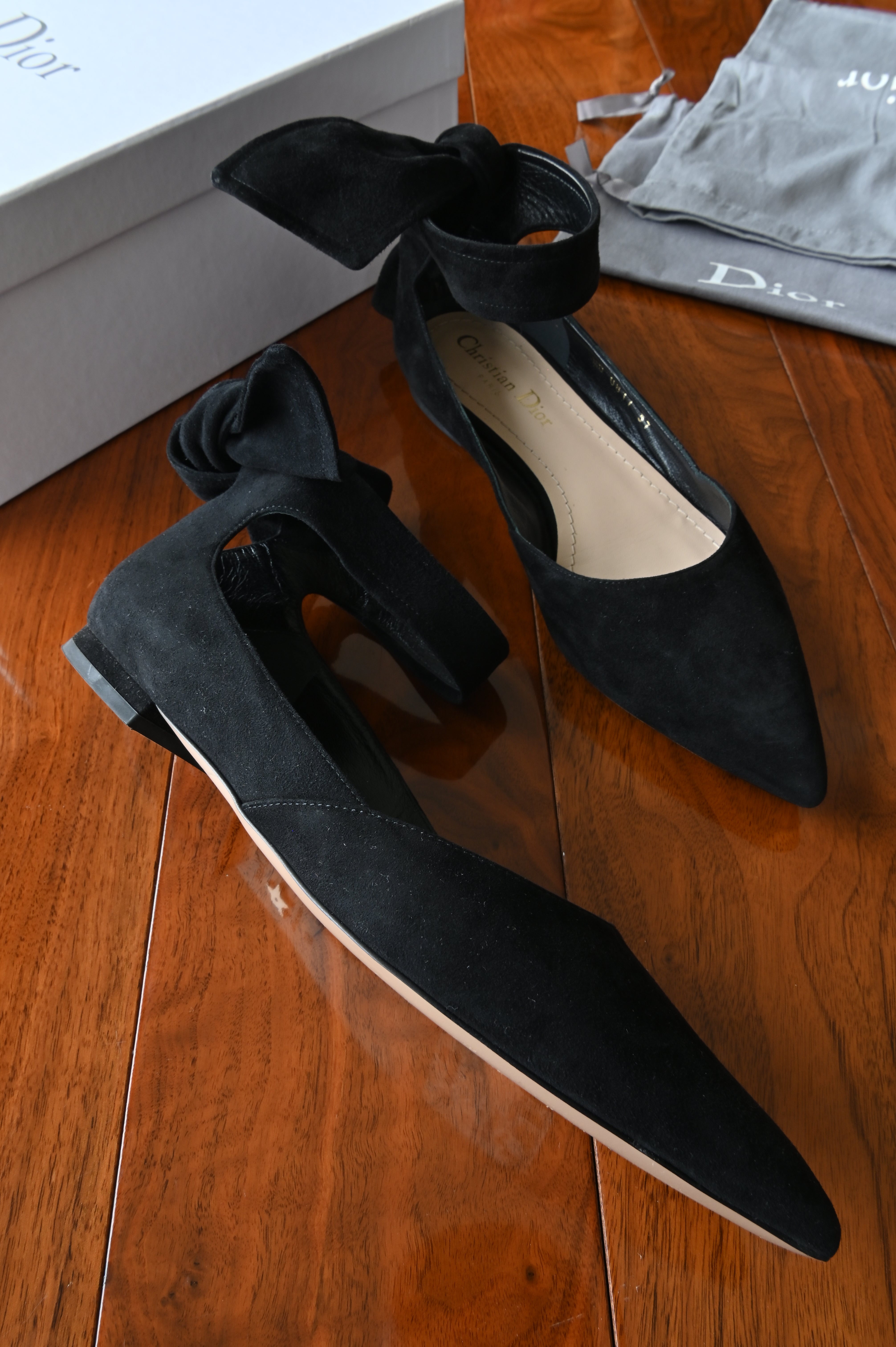 Christian Dior Black La Belle D Ankle Mules left