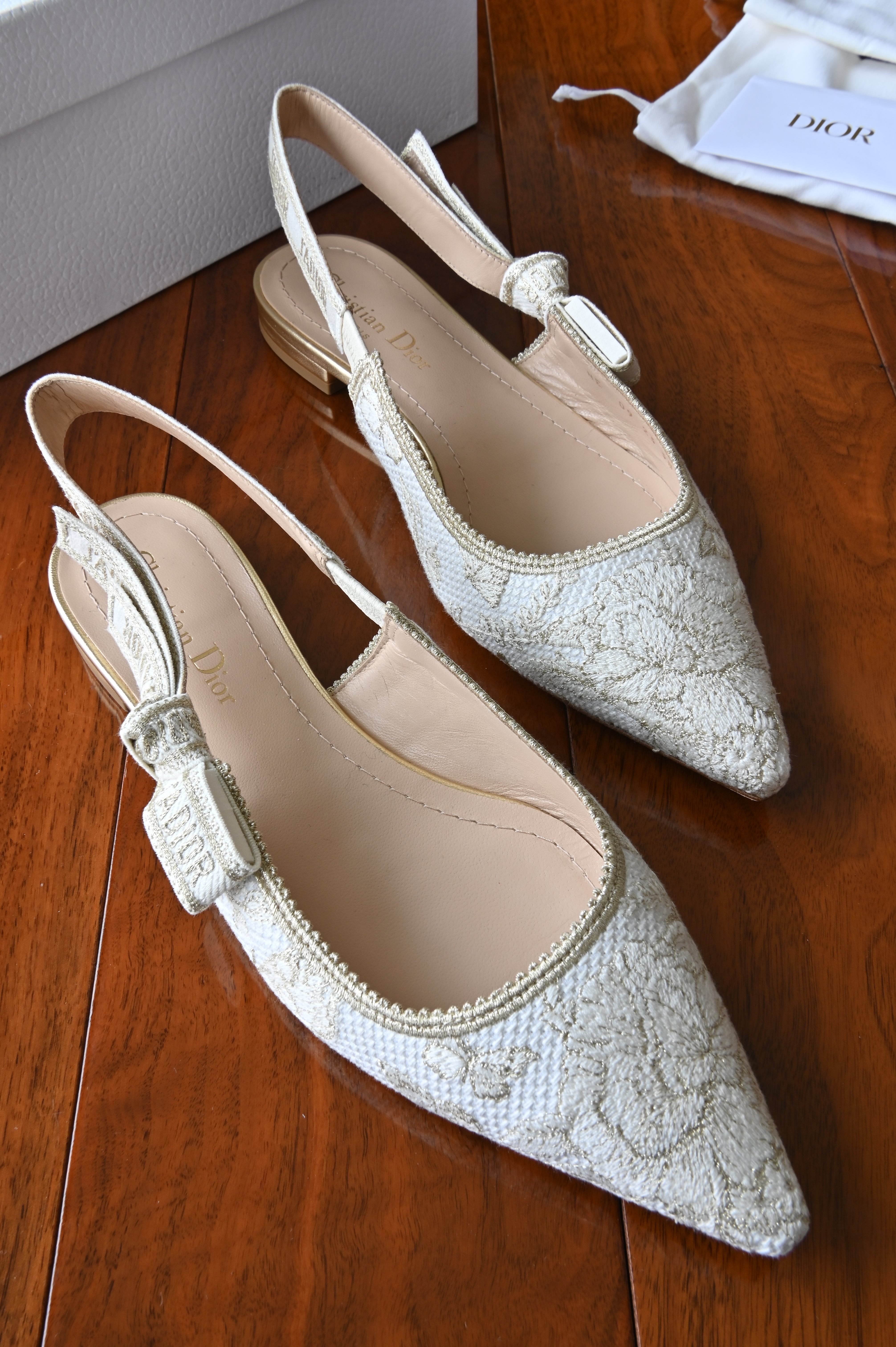 Christian Dior J'Adior White Slingback Mules