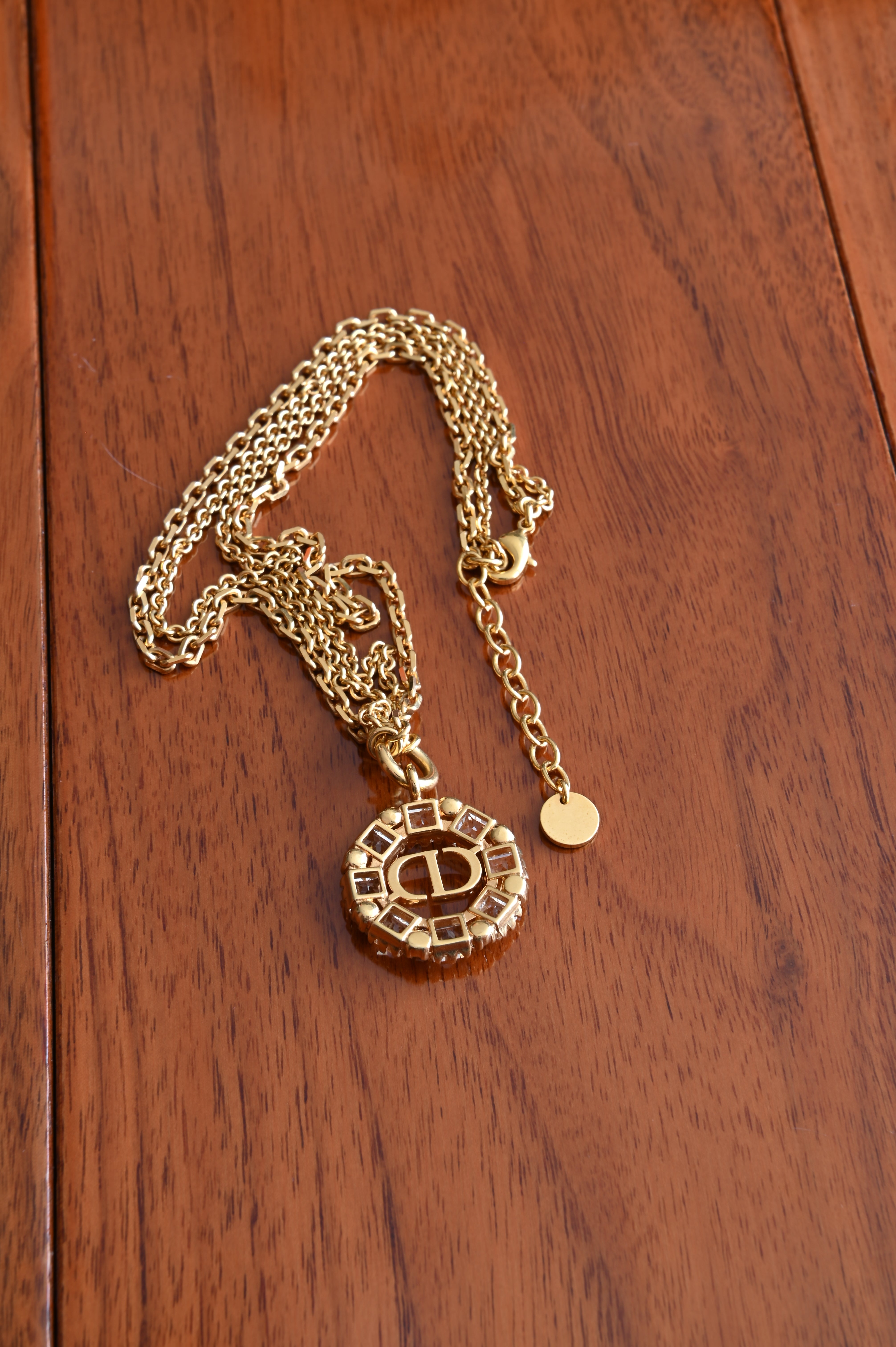 Christian Dior Petit CD pendant Double Necklace with crystals back