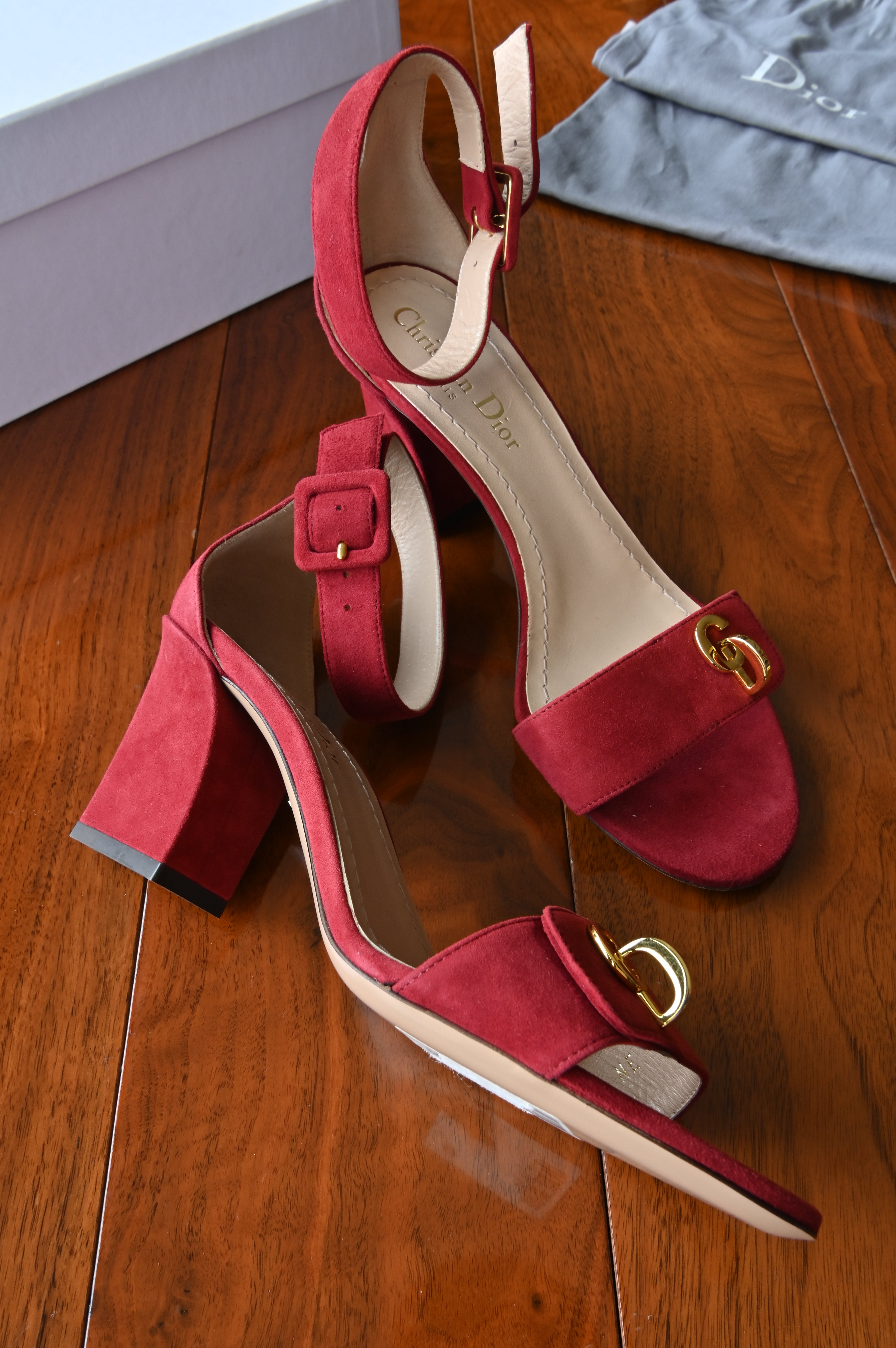 Christian Dior Scarlet Red C'EST DIOR Ankle Heels left