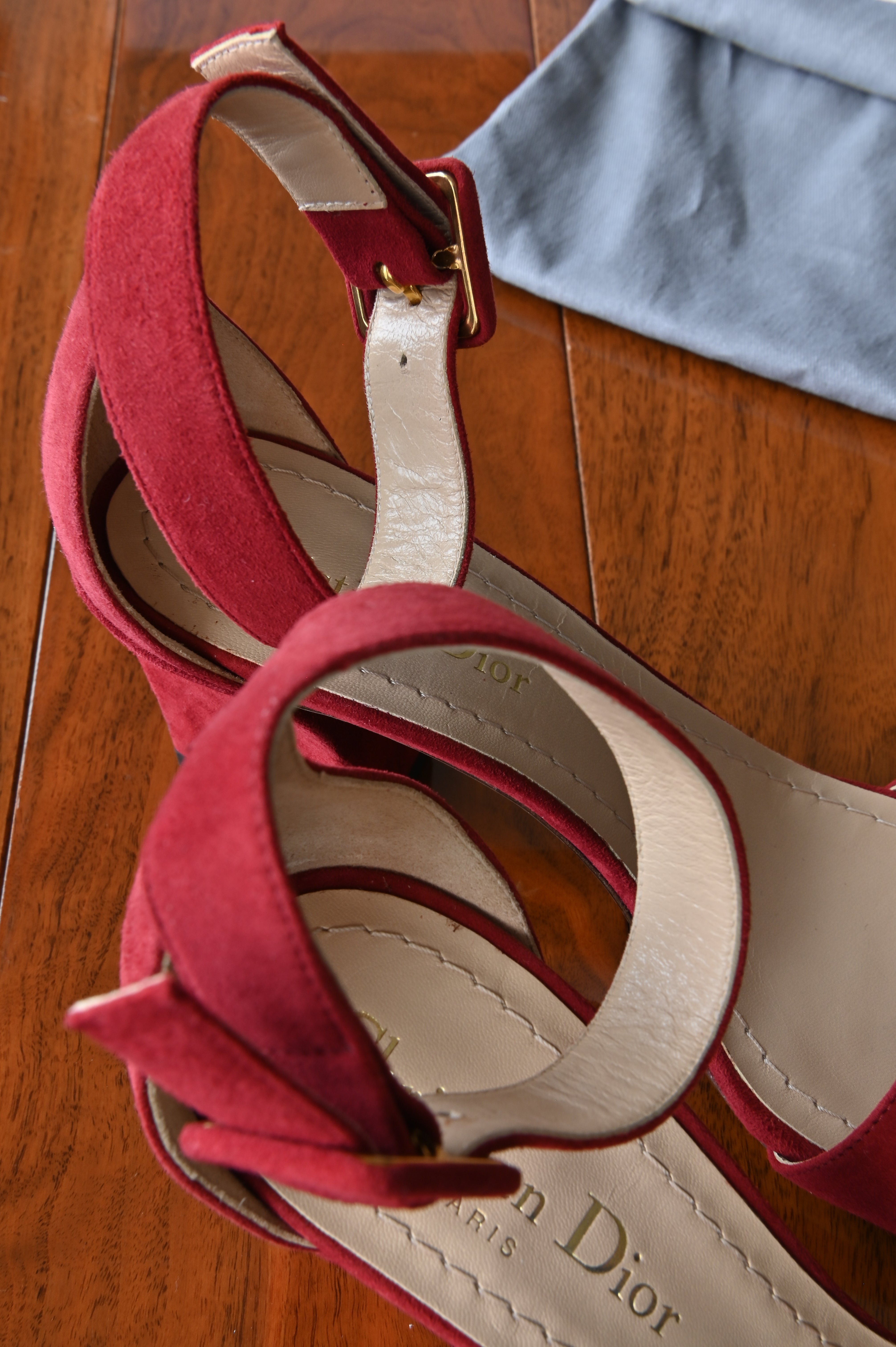 Christian Dior Scarlet Red C'EST DIOR Ankle Heels logo