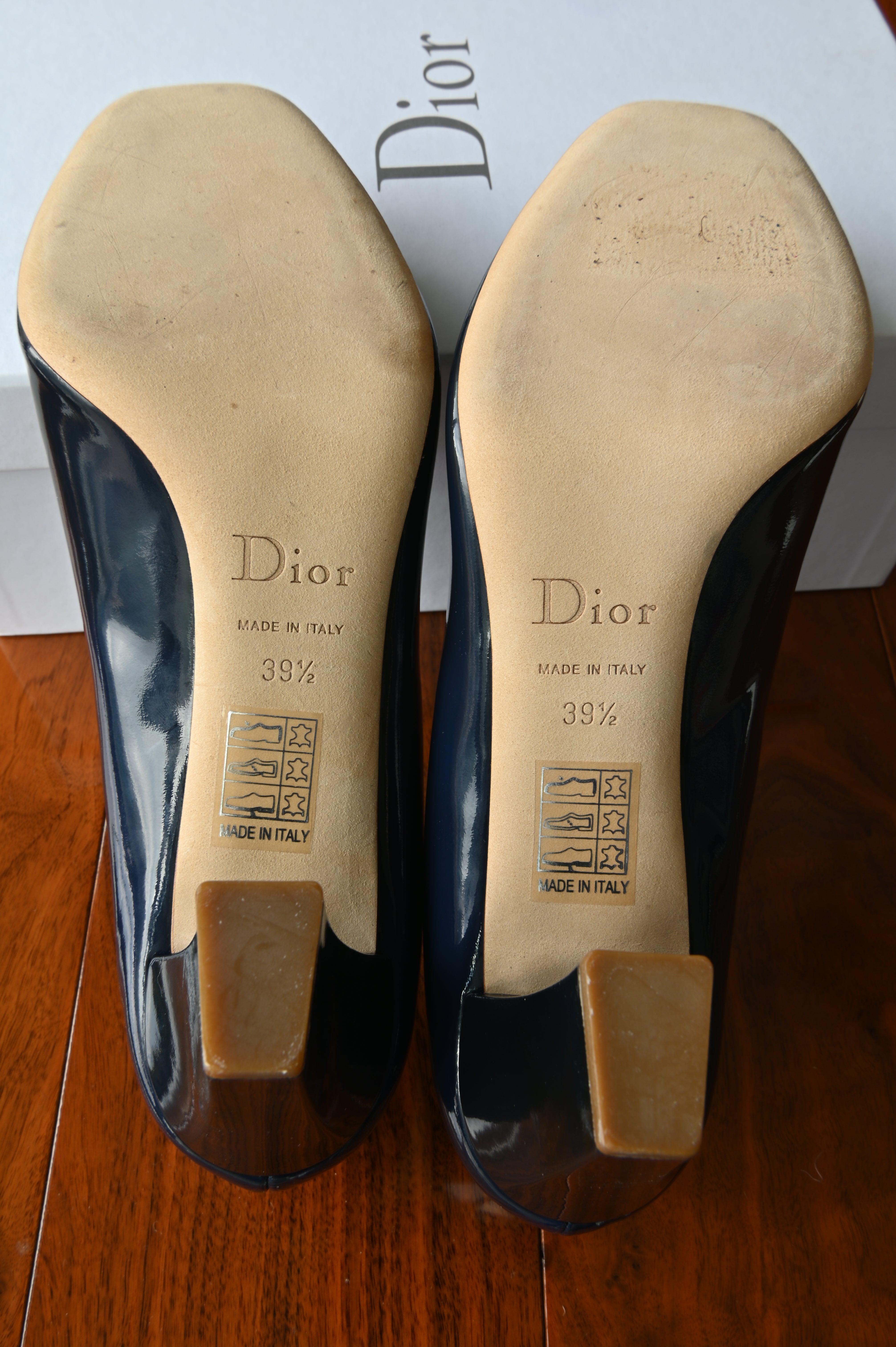 Christian Dior square-toe wedge pumps bottom