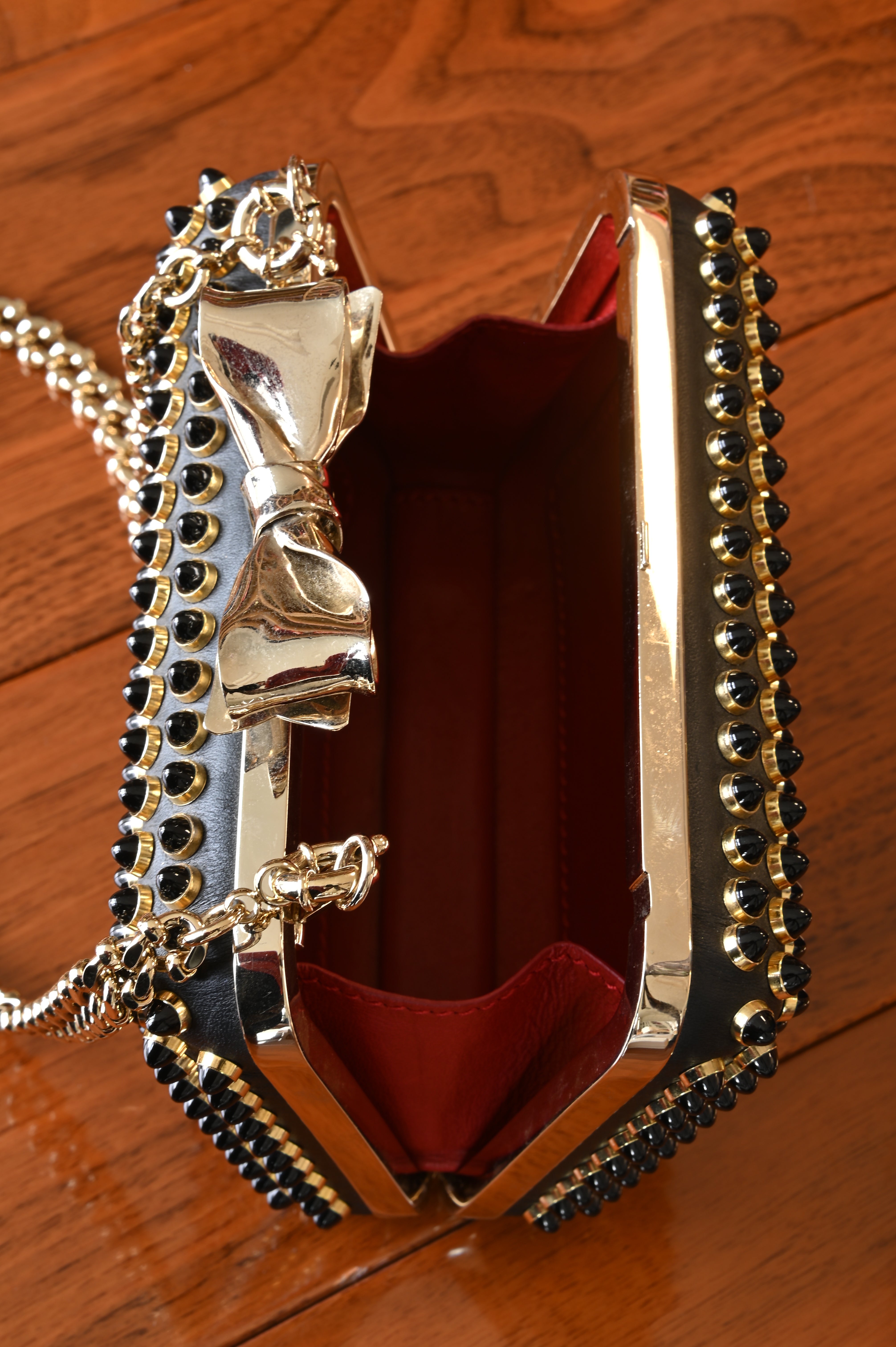 Christian Louboutin Fiocco Box Cabo Clutch Bag inside