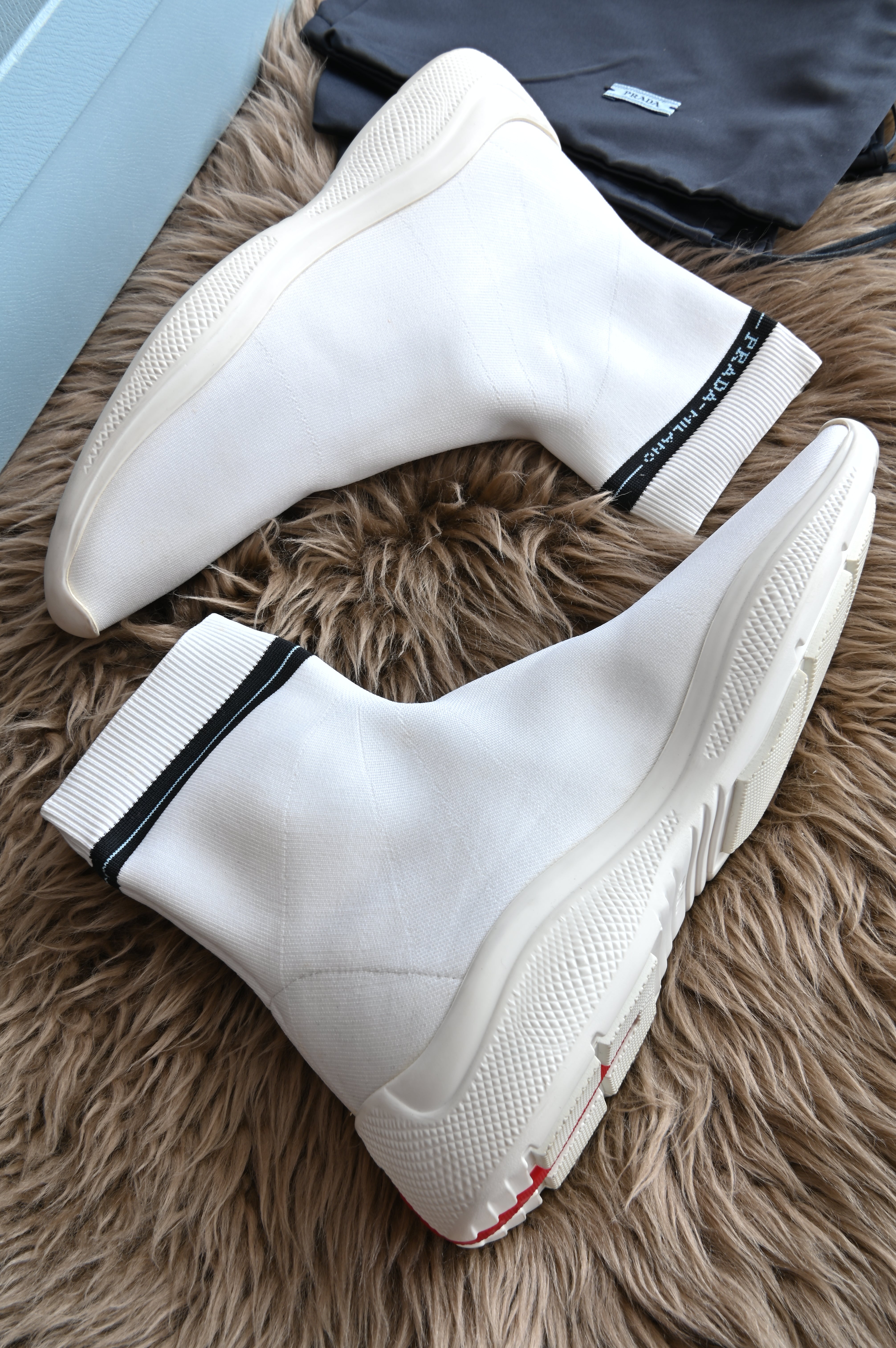 Prada White Sock Knit High-top sneakers
