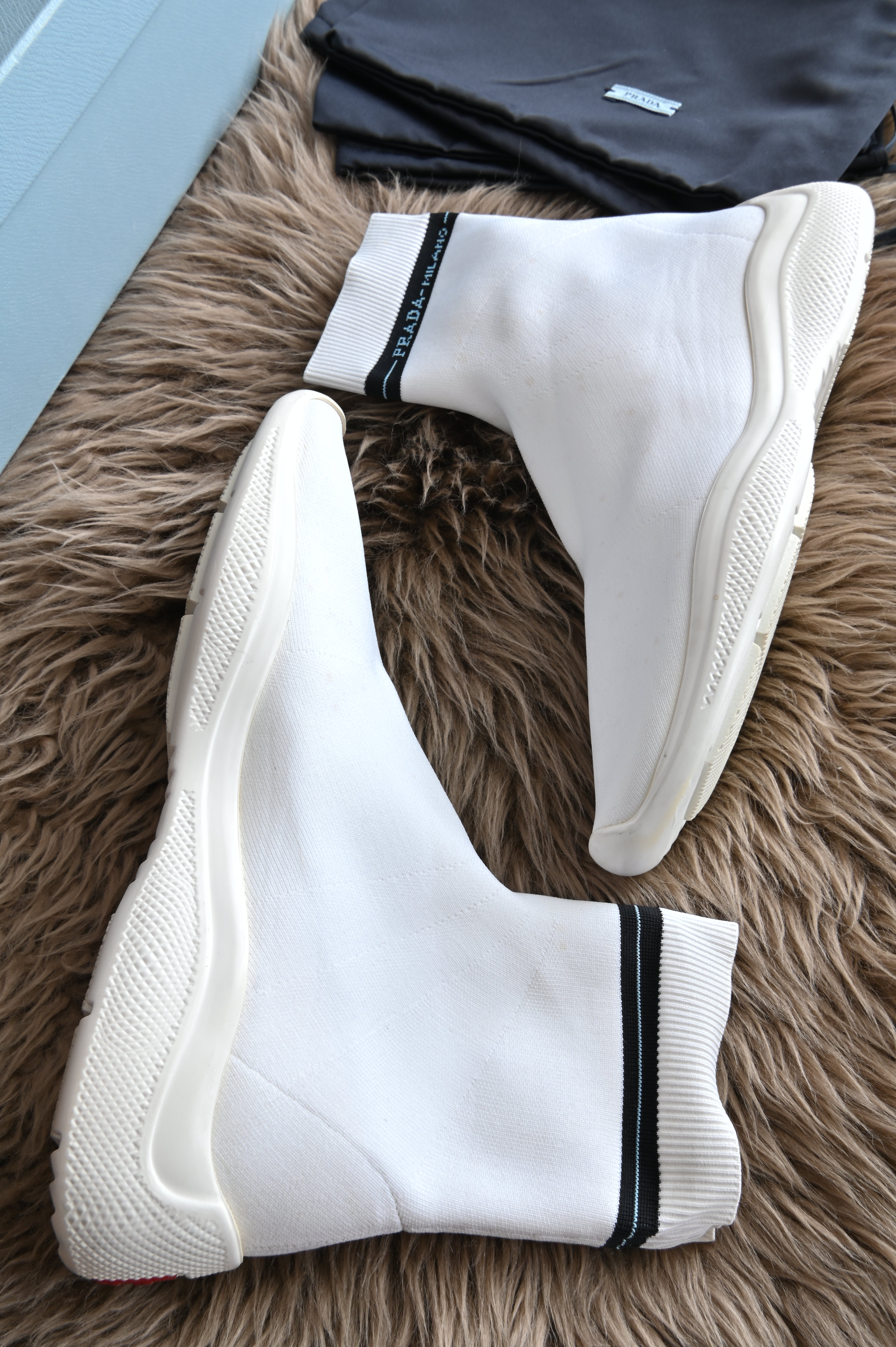 Prada White Sock Knit High-top sneakers
