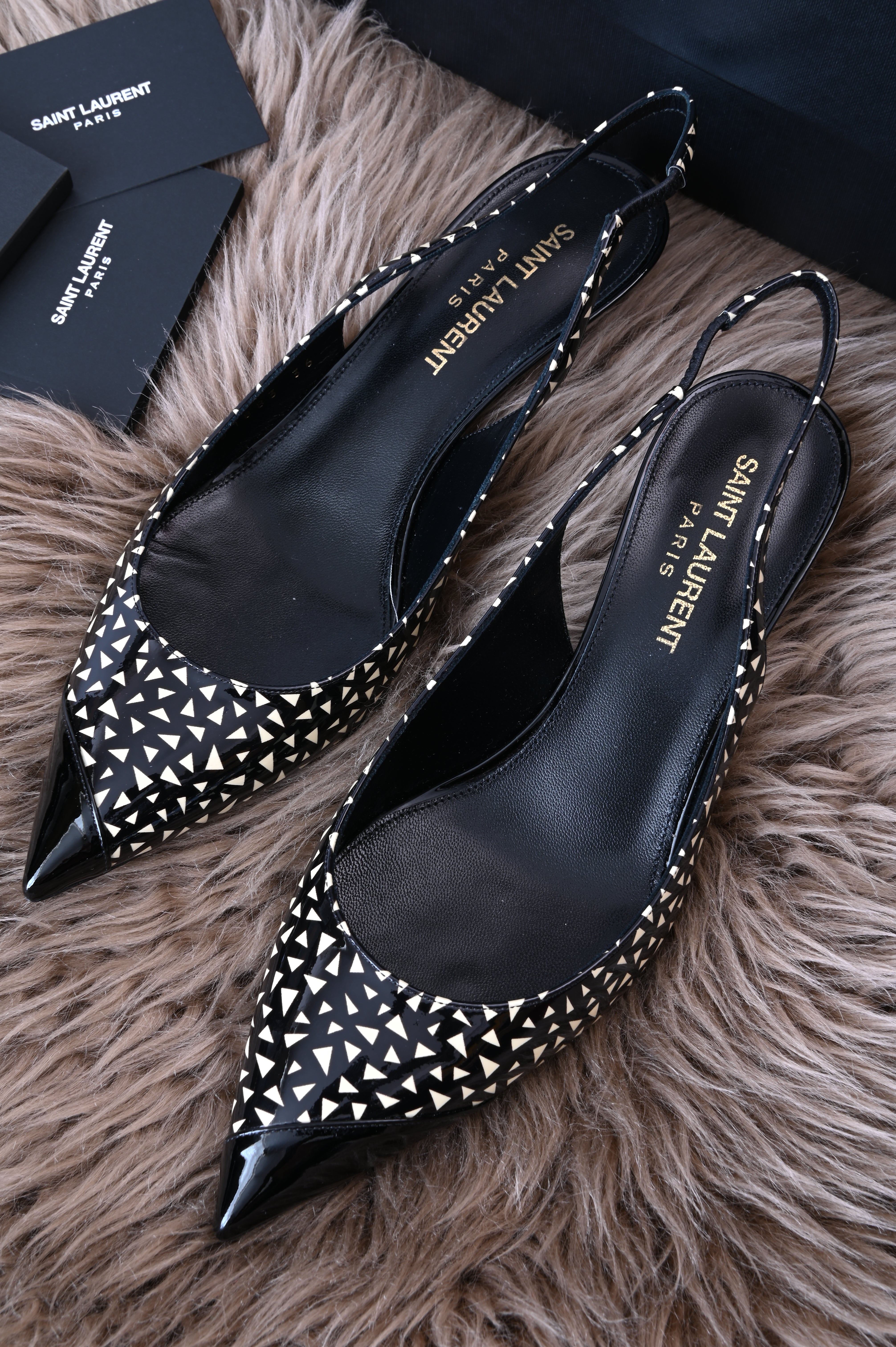 Saint Laurent Sling back printed pattern kitten heels