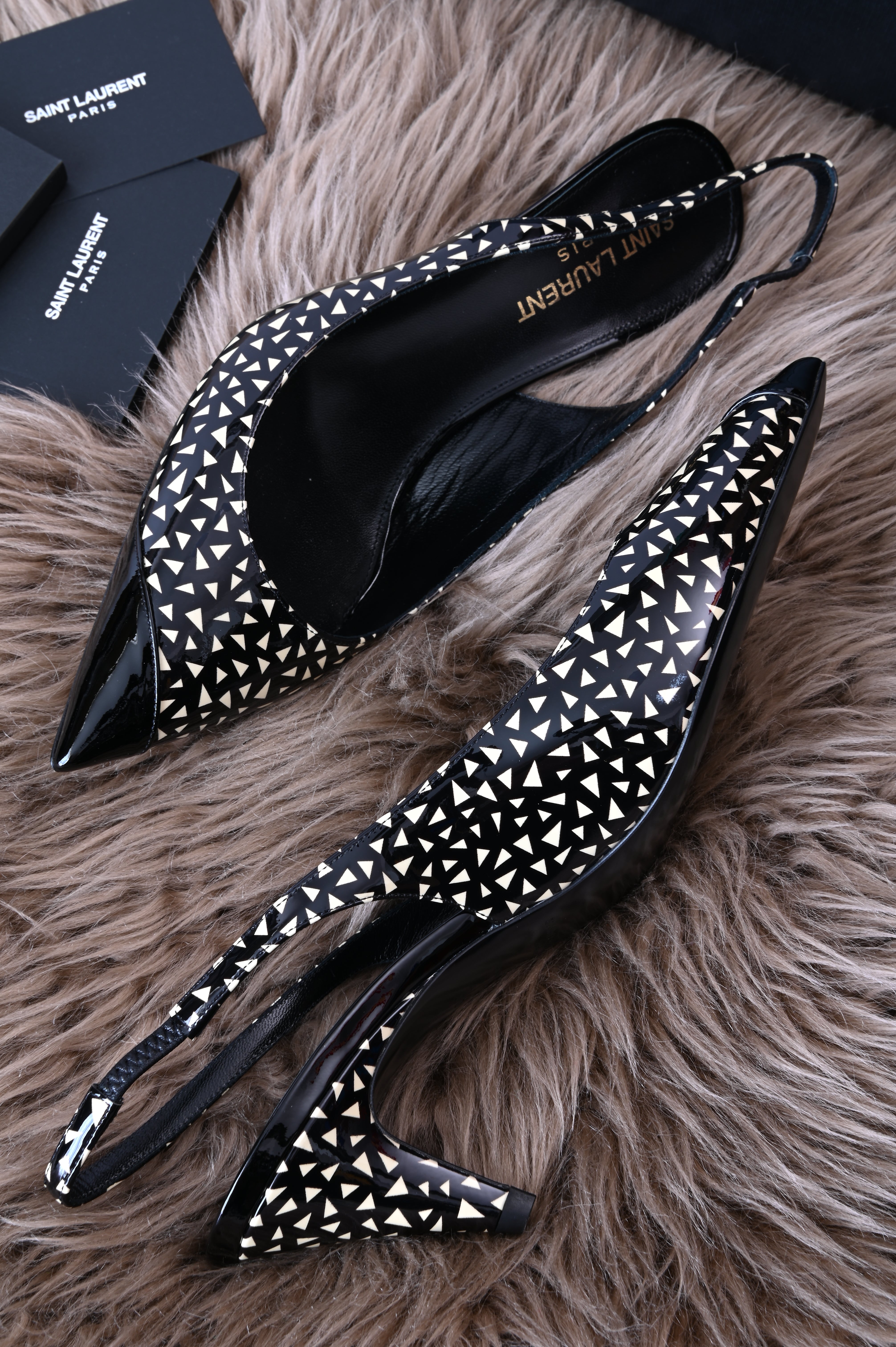 Saint Laurent Sling back printed pattern kitten heels