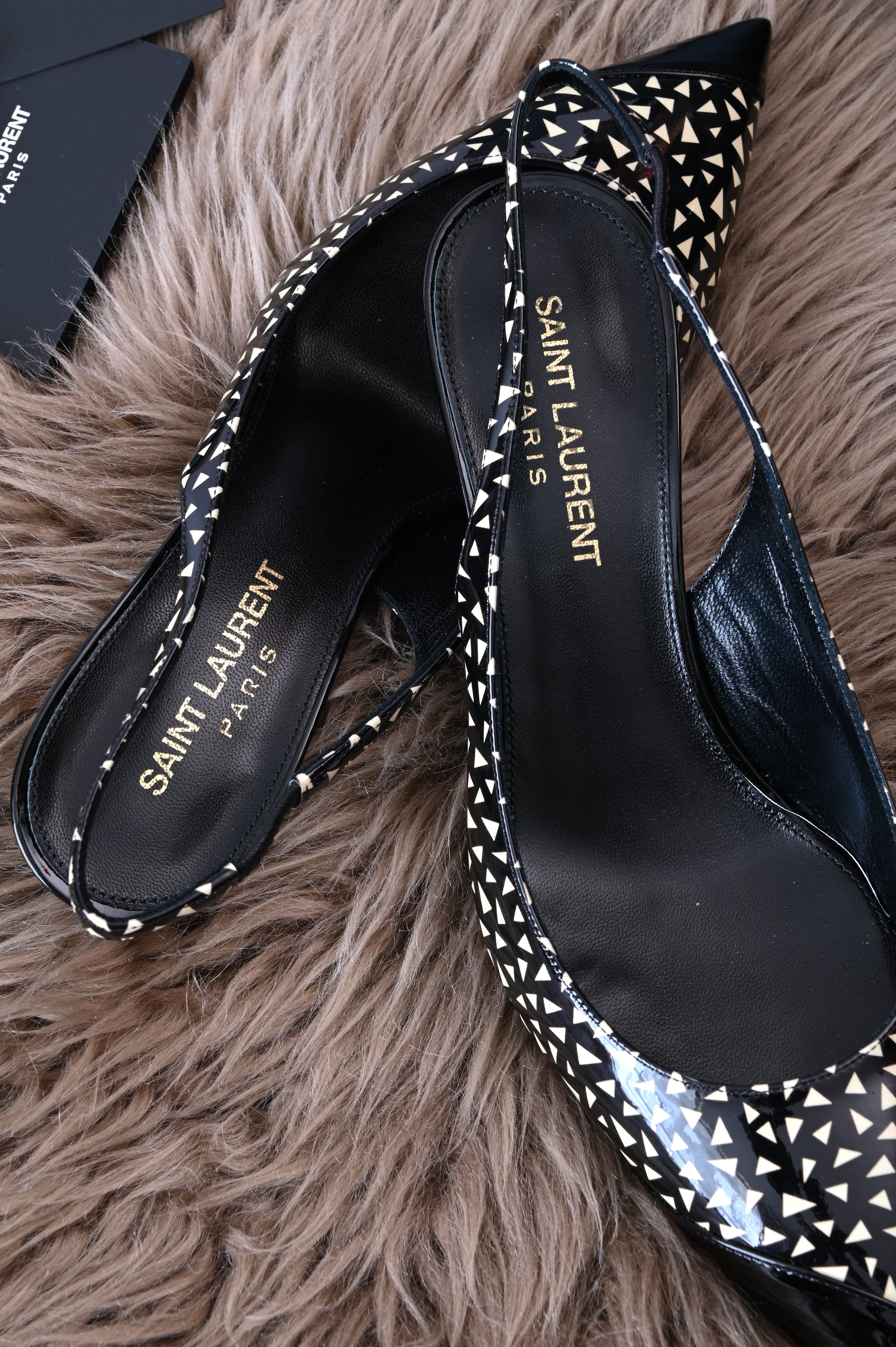 Saint Laurent Sling back printed pattern kitten heels