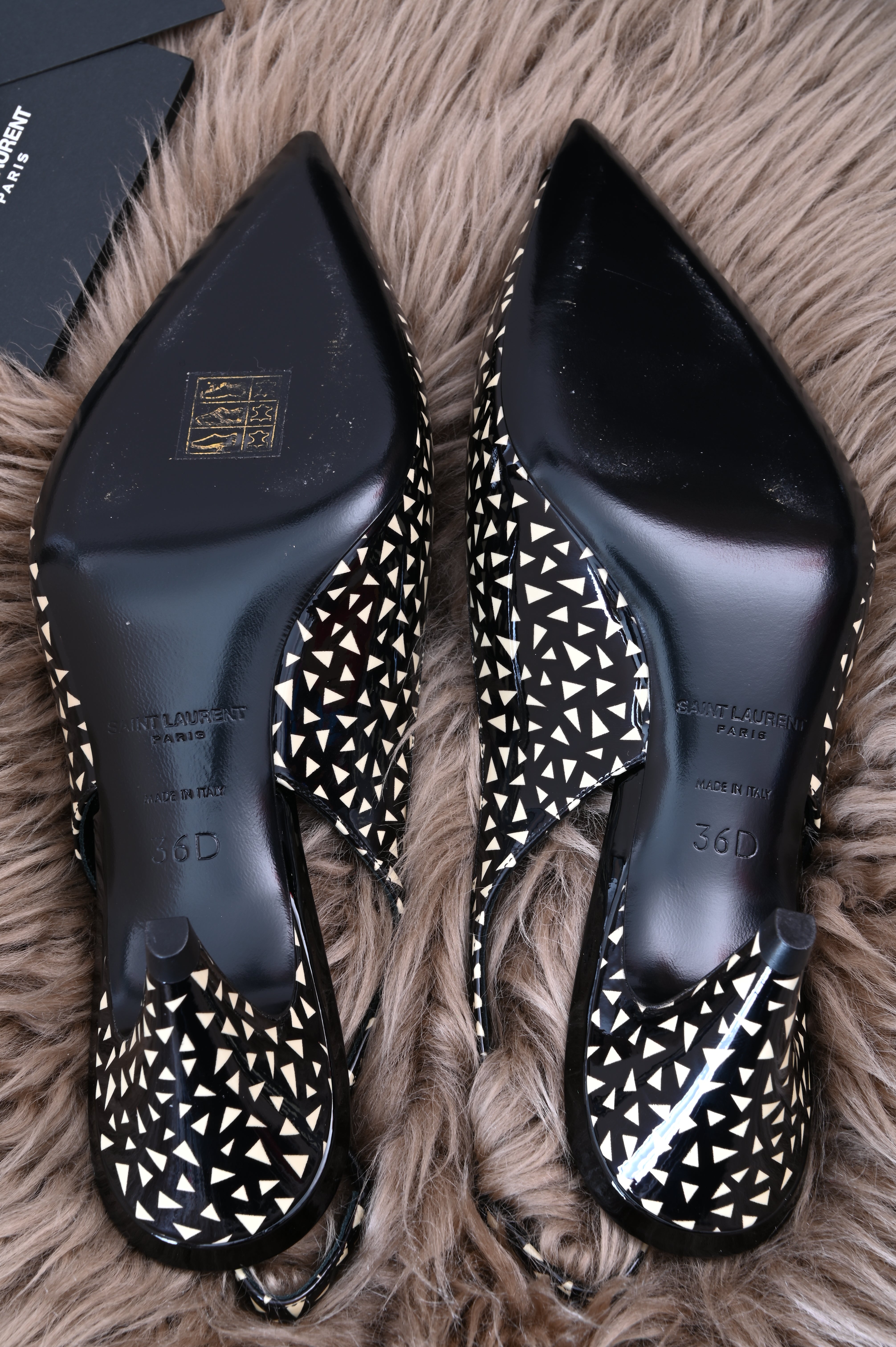 Saint Laurent Sling back printed pattern kitten heels