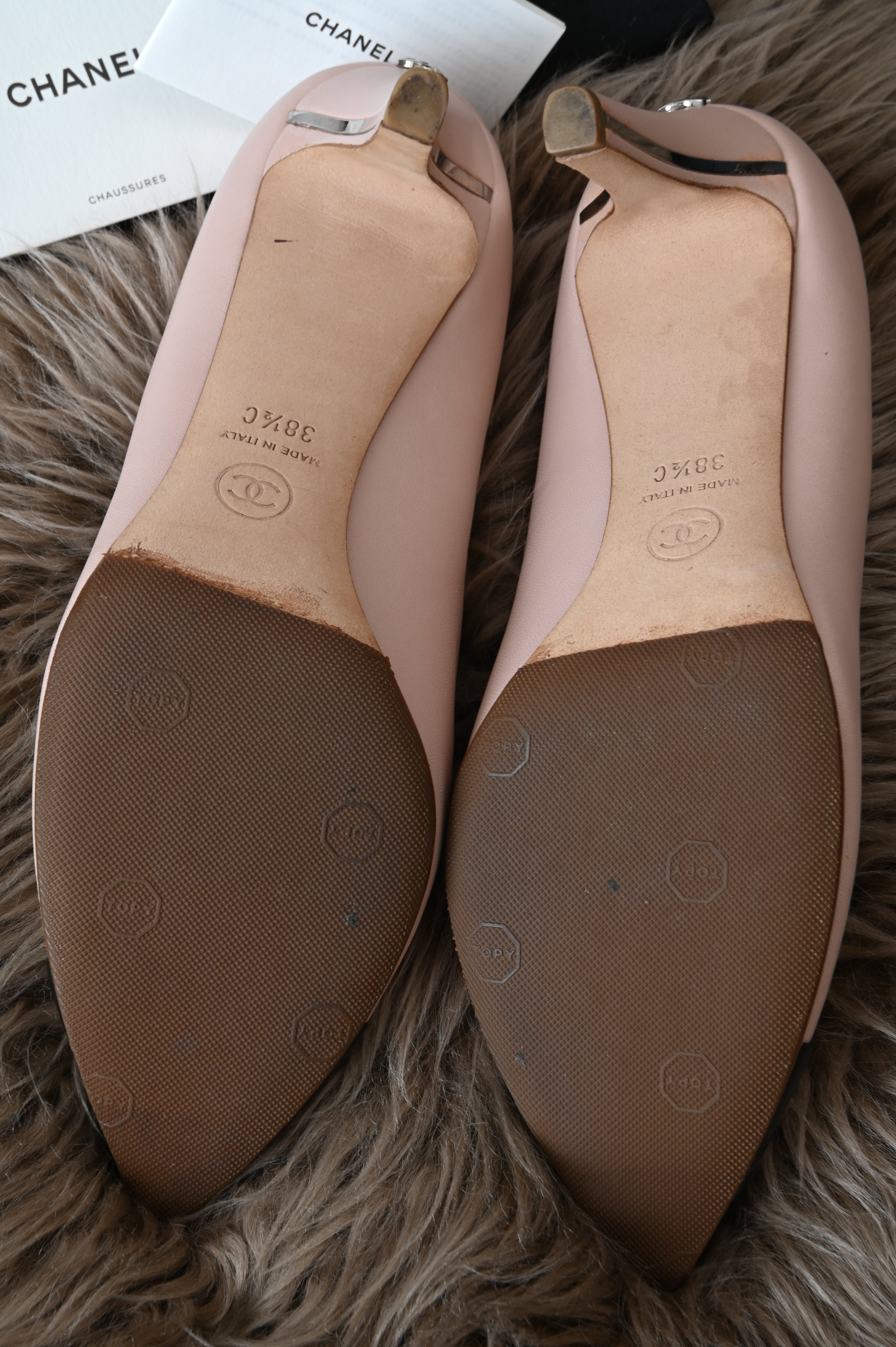 Chanel two-tone classic pumps with stainless detailing