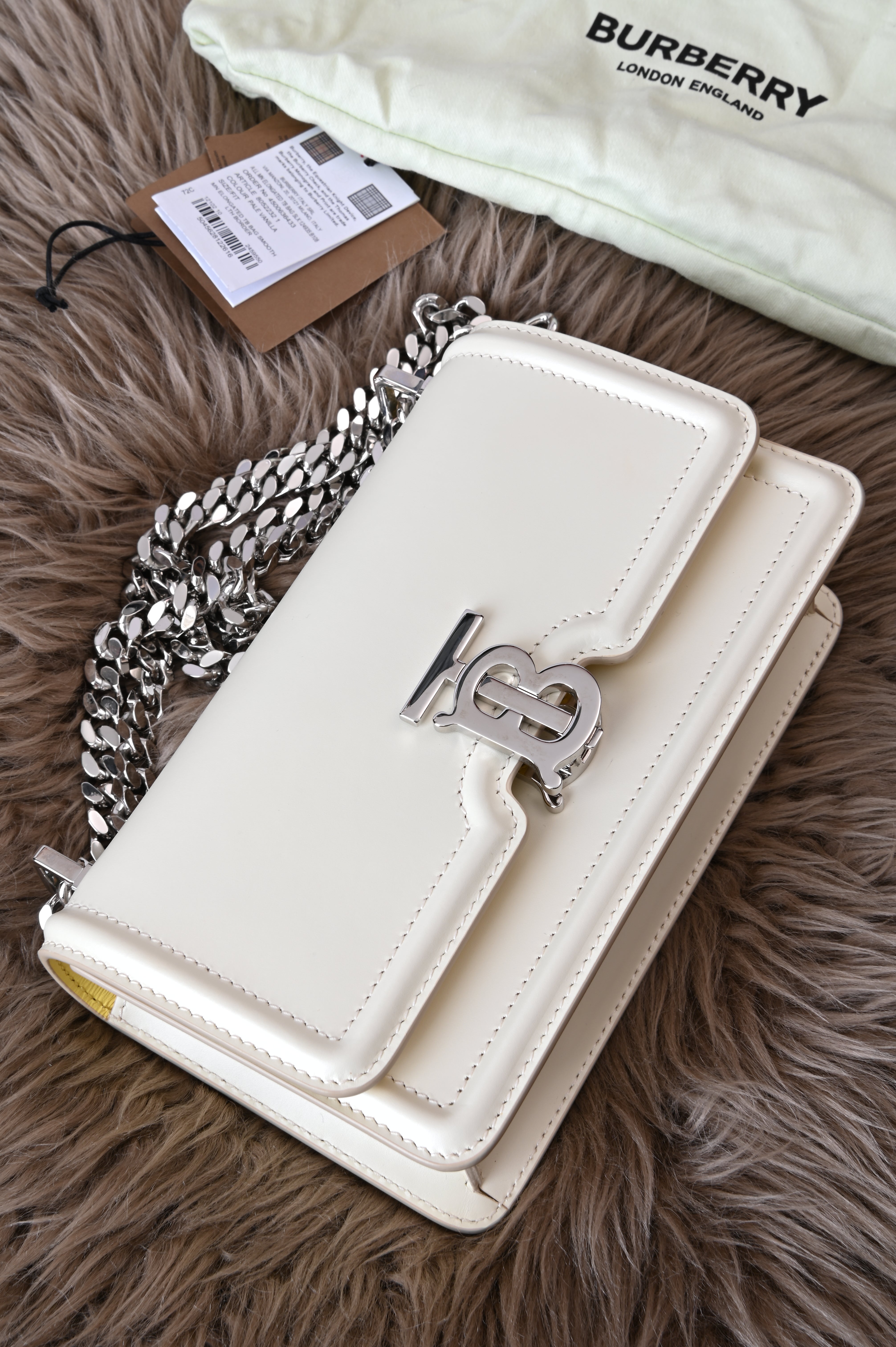 Burberry TB in Pale Vanilla and Silver Hardware