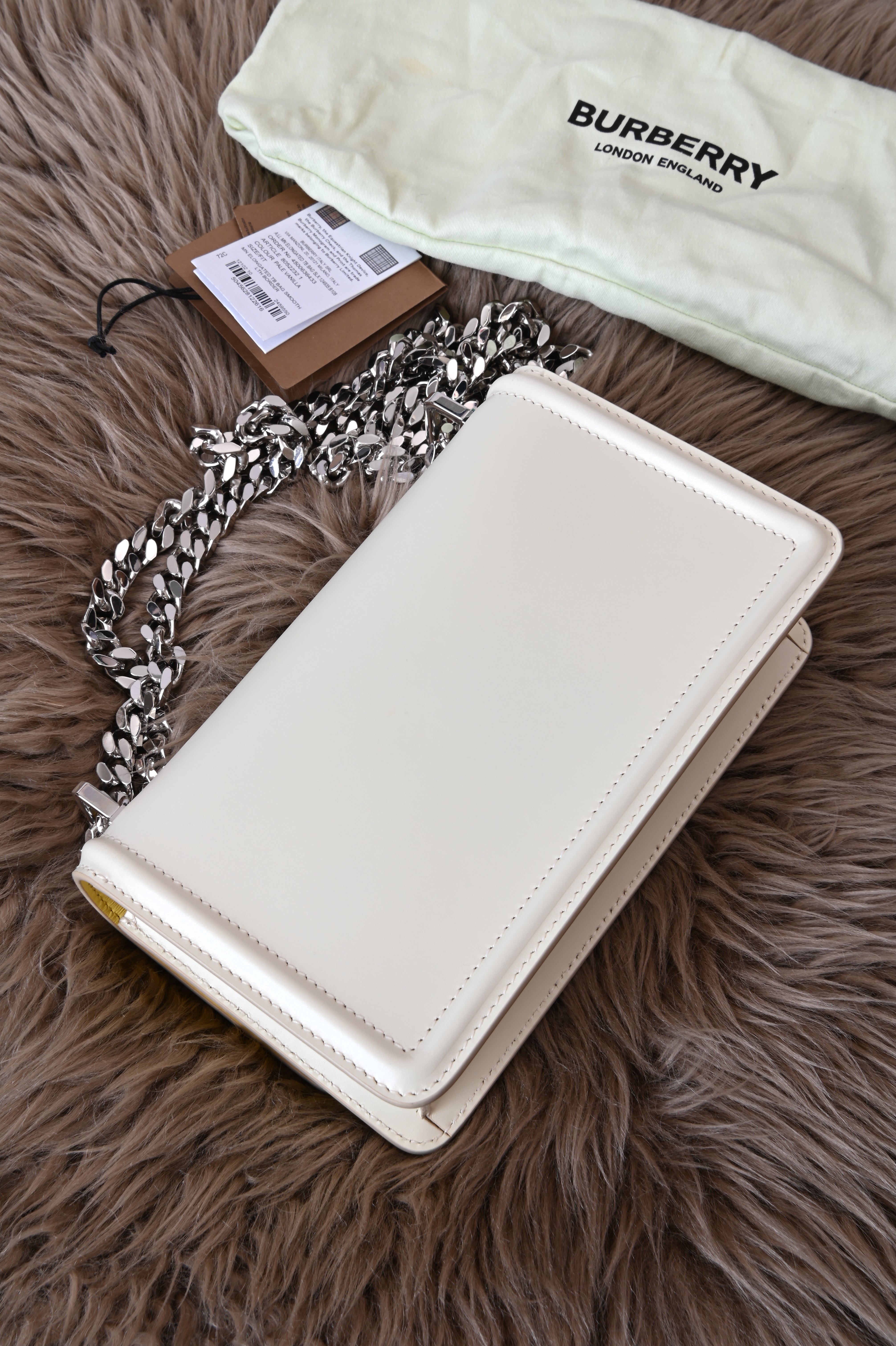 Burberry TB in Pale Vanilla and Silver Hardware