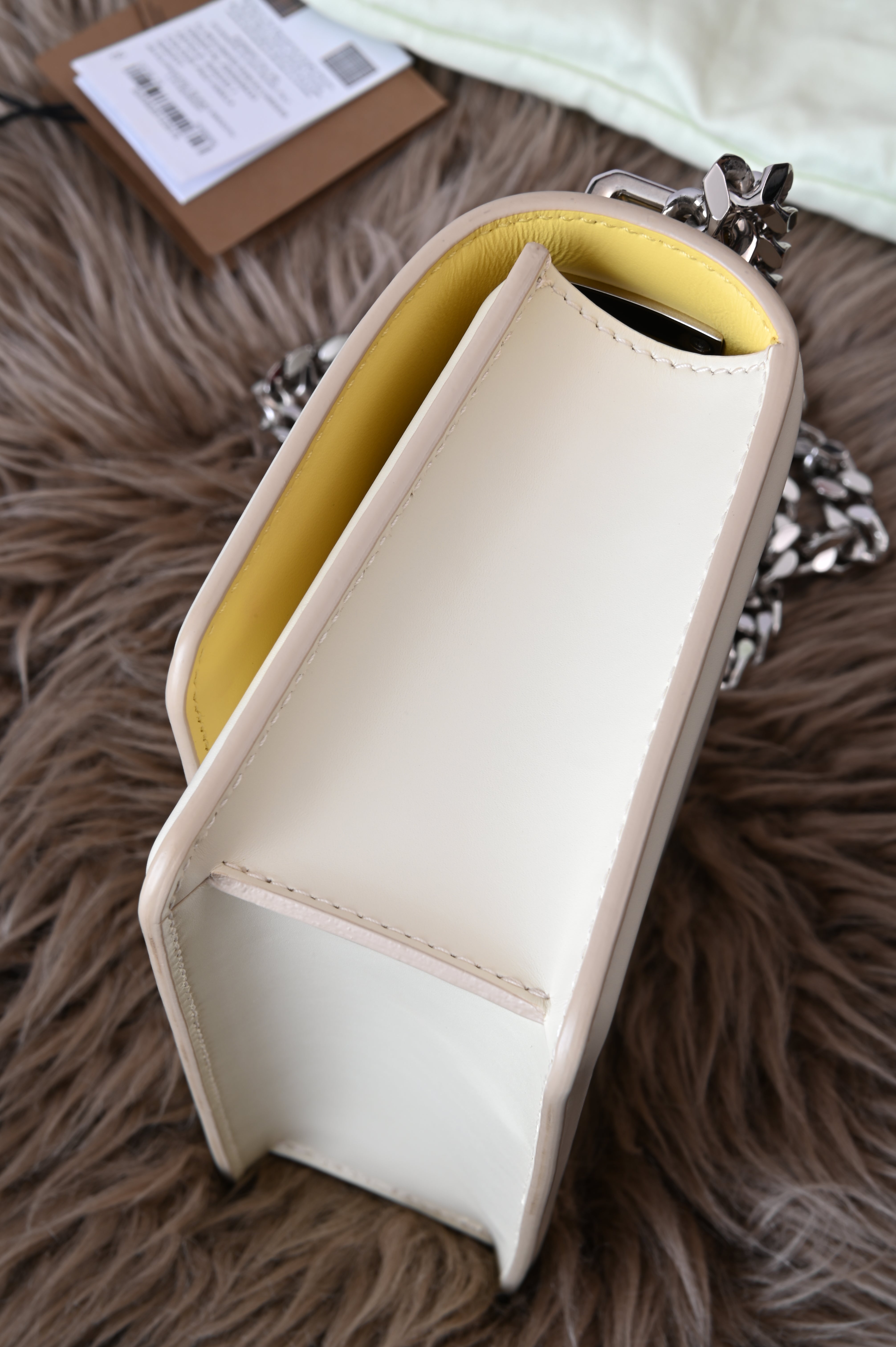 Burberry TB in Pale Vanilla and Silver Hardware
