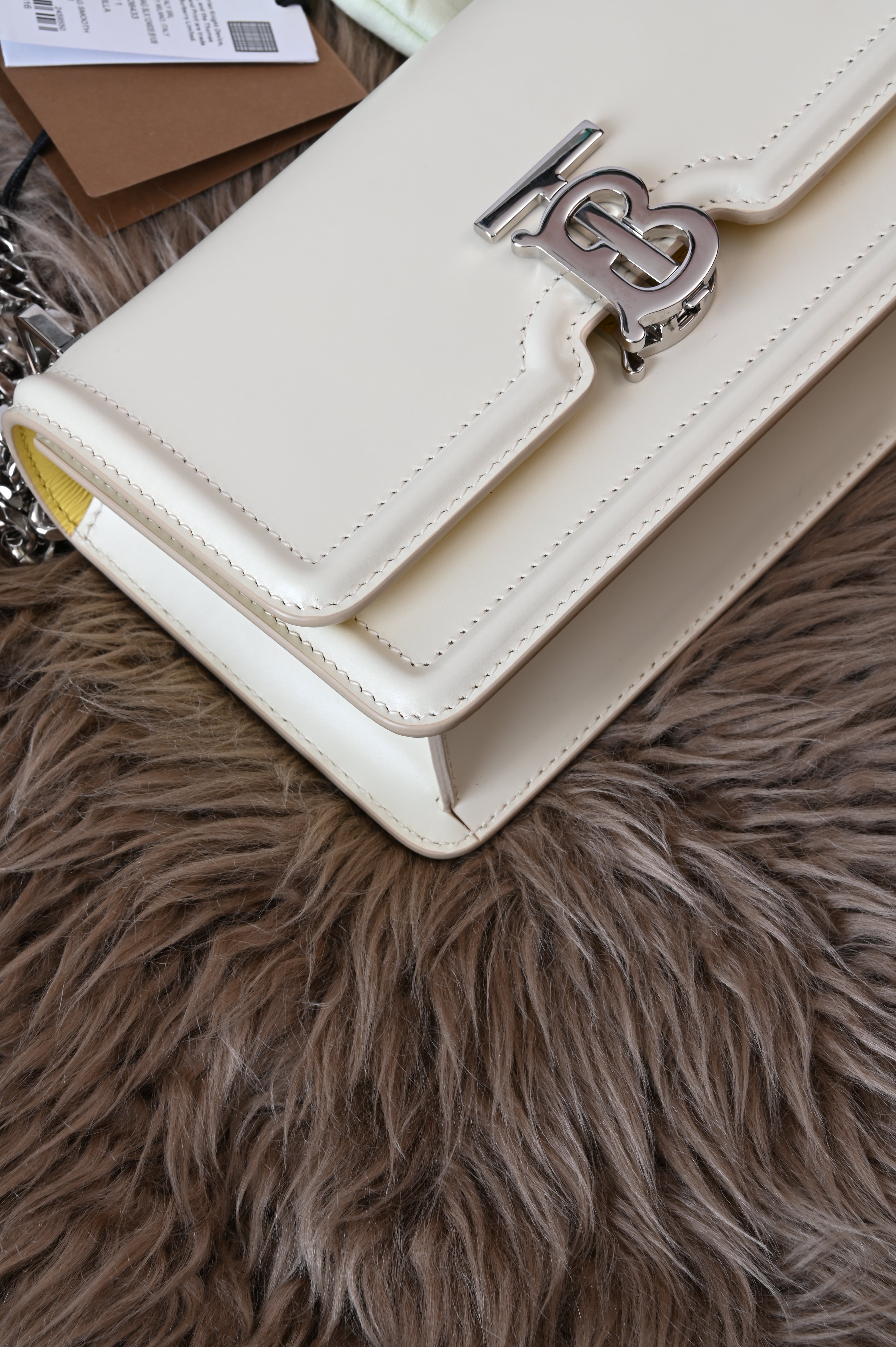 Burberry TB in Pale Vanilla and Silver Hardware