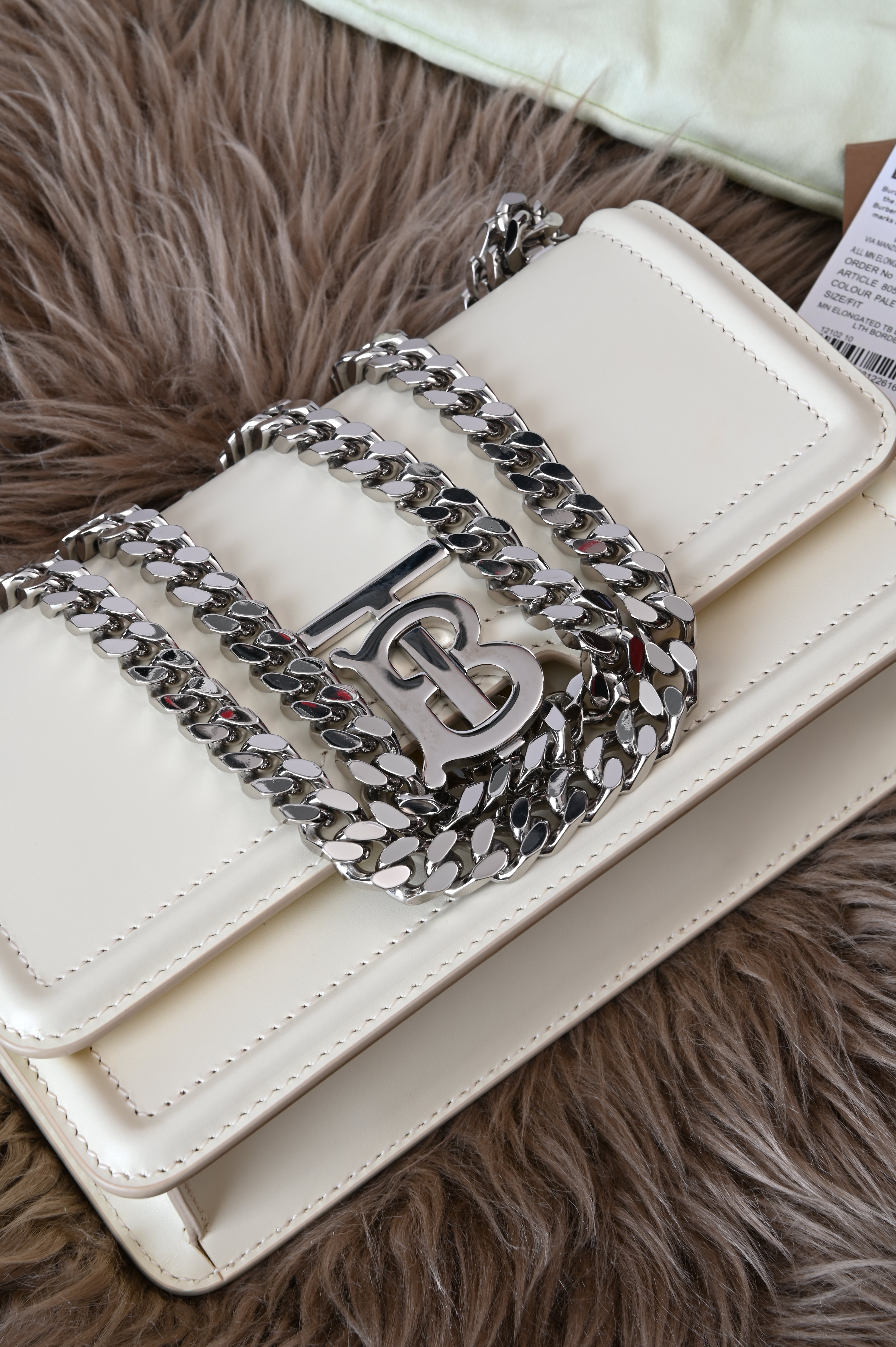 Burberry TB in Pale Vanilla and Silver Hardware