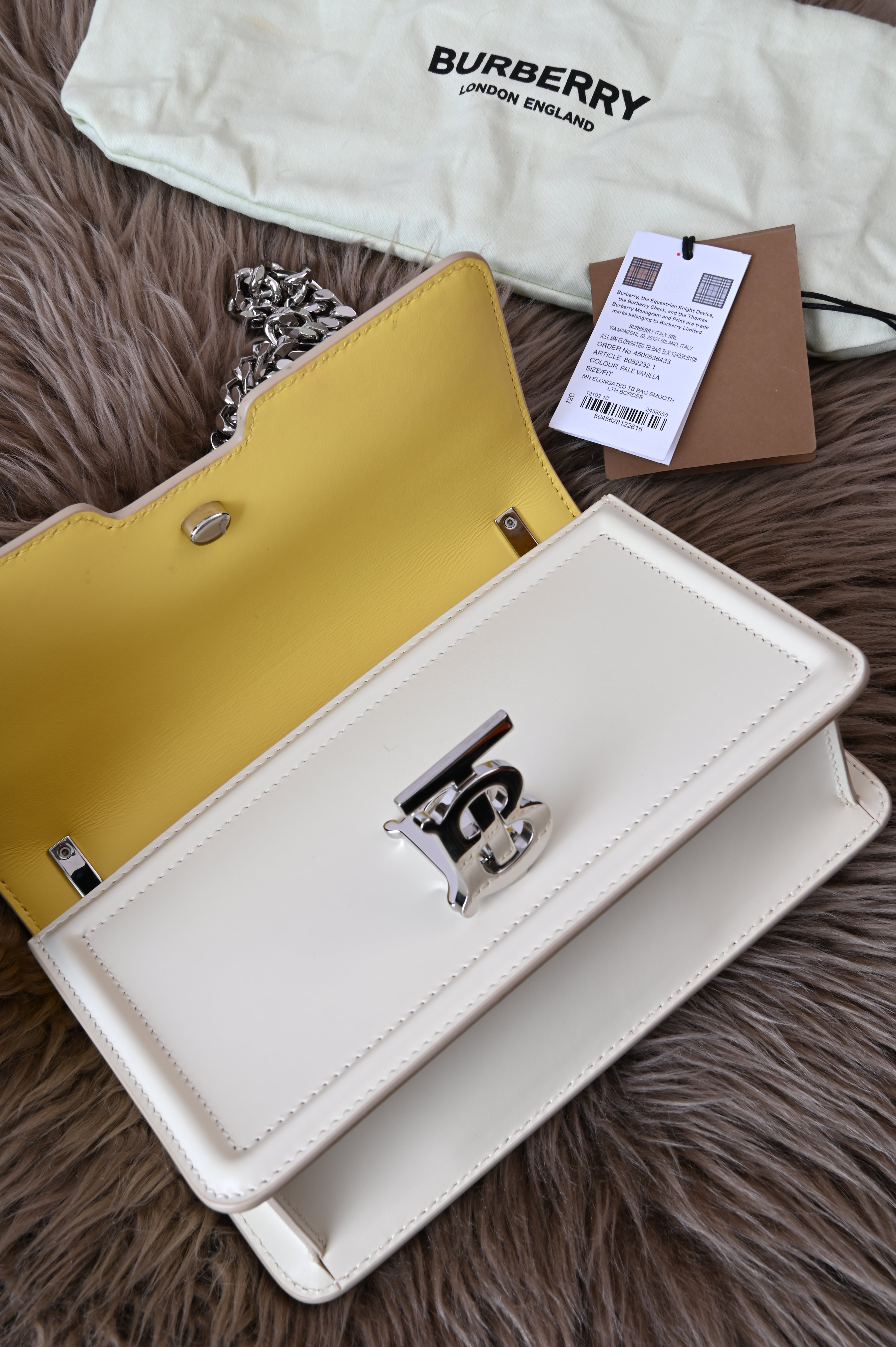 Burberry TB in Pale Vanilla and Silver Hardware