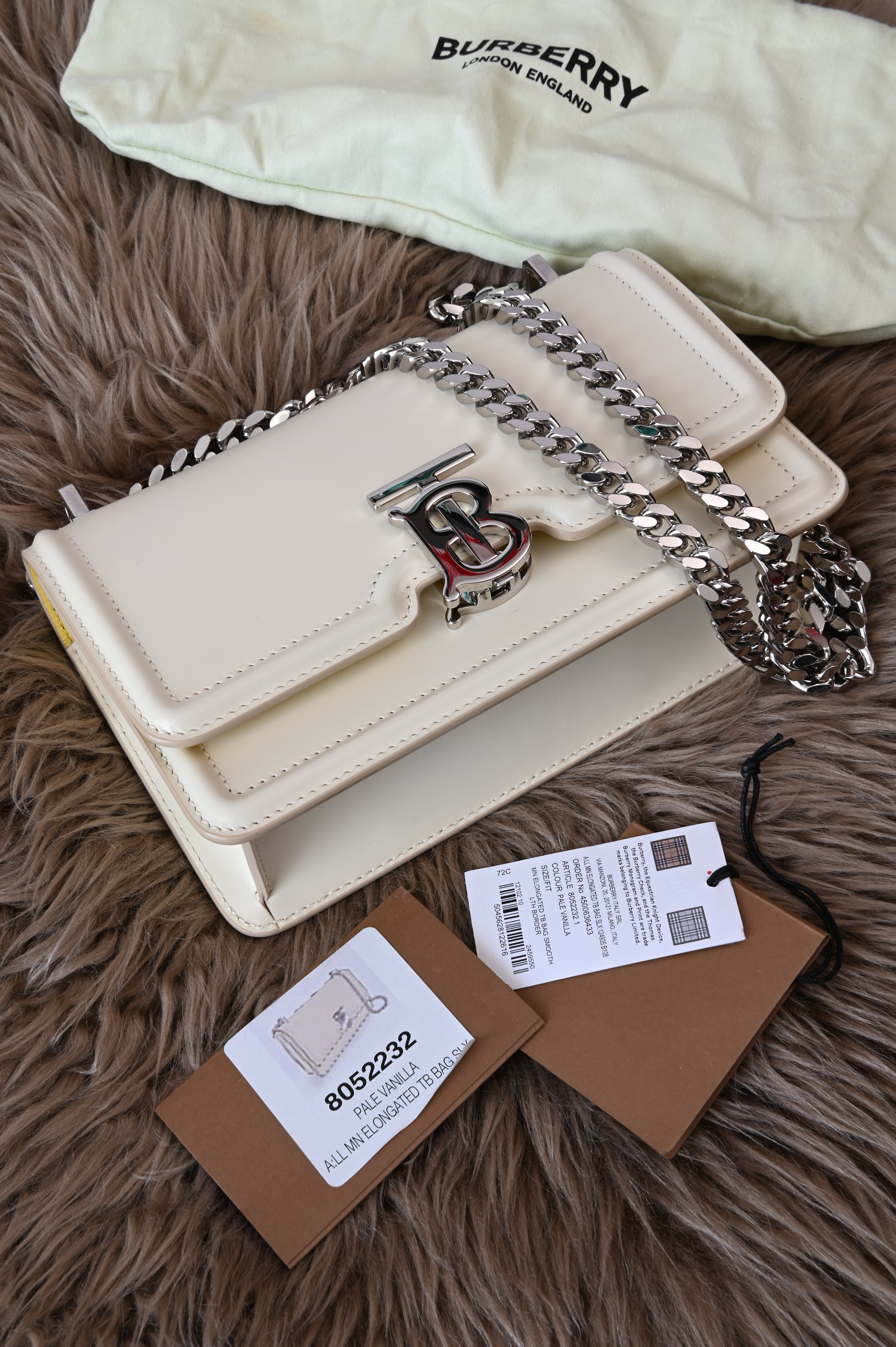 Burberry TB in Pale Vanilla and Silver Hardware