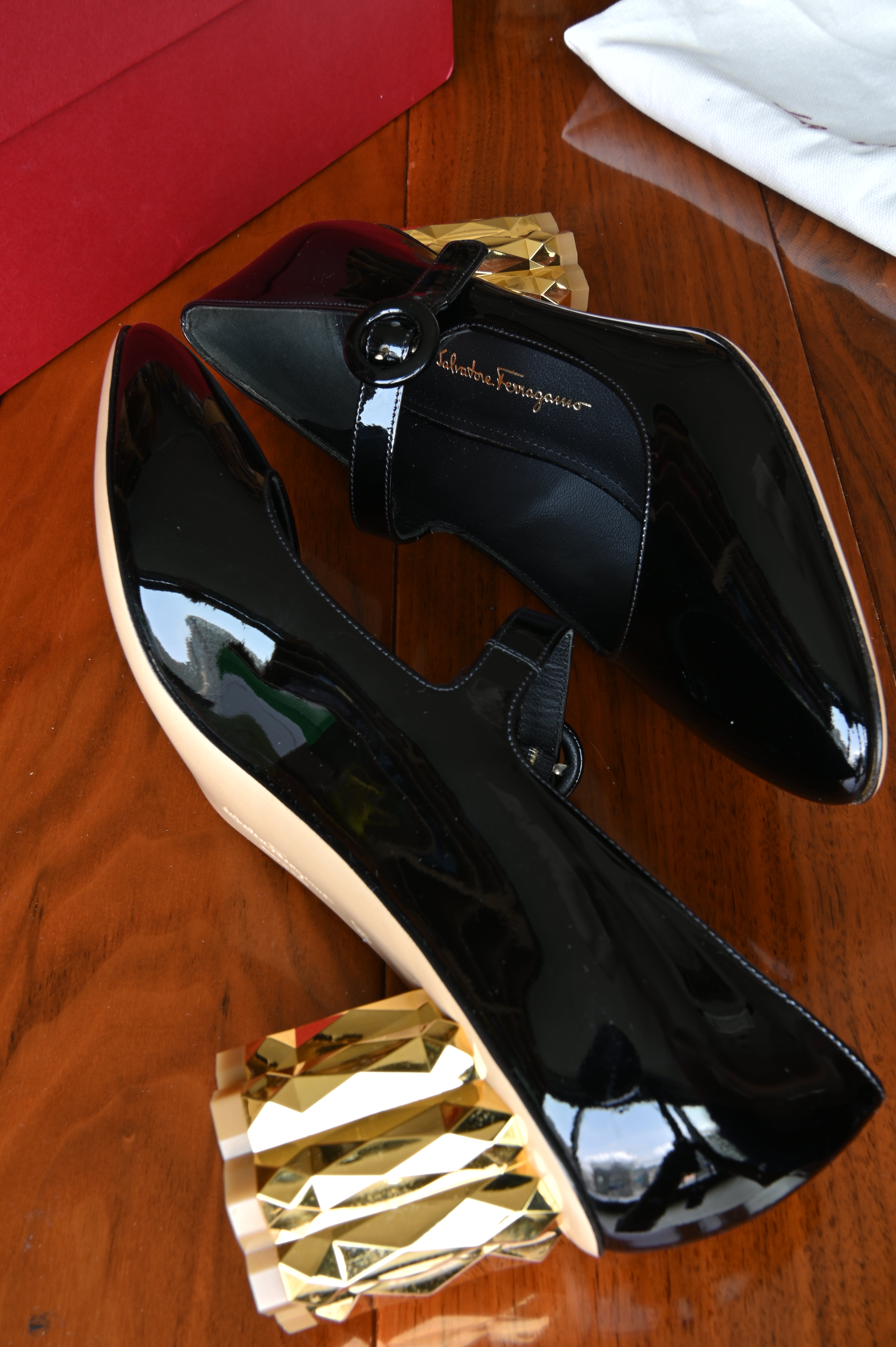 Salvatore Ferragamo Black Ortensia Mary Jane Pumps