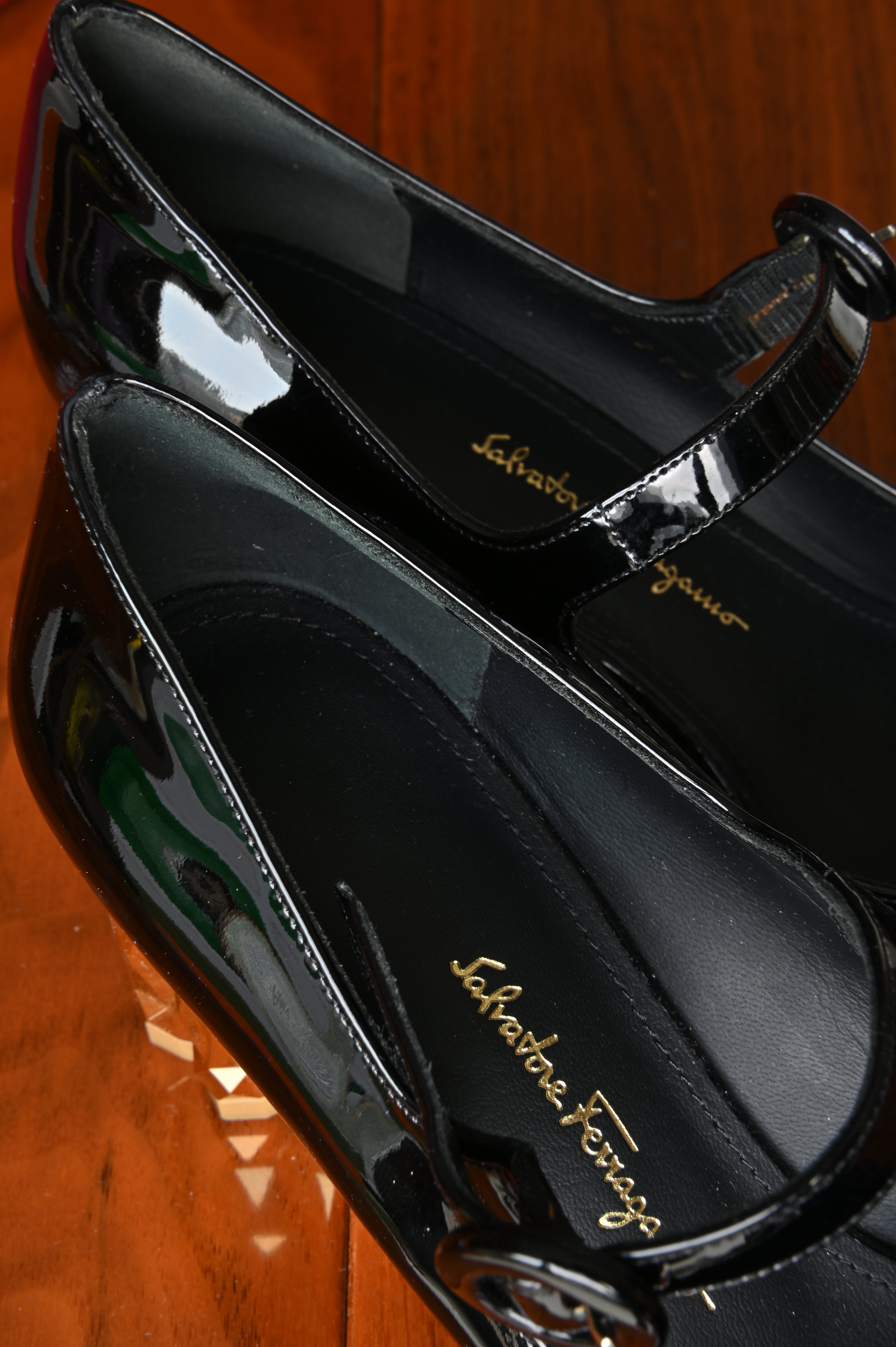 Salvatore Ferragamo Black Ortensia Mary Jane Pumps