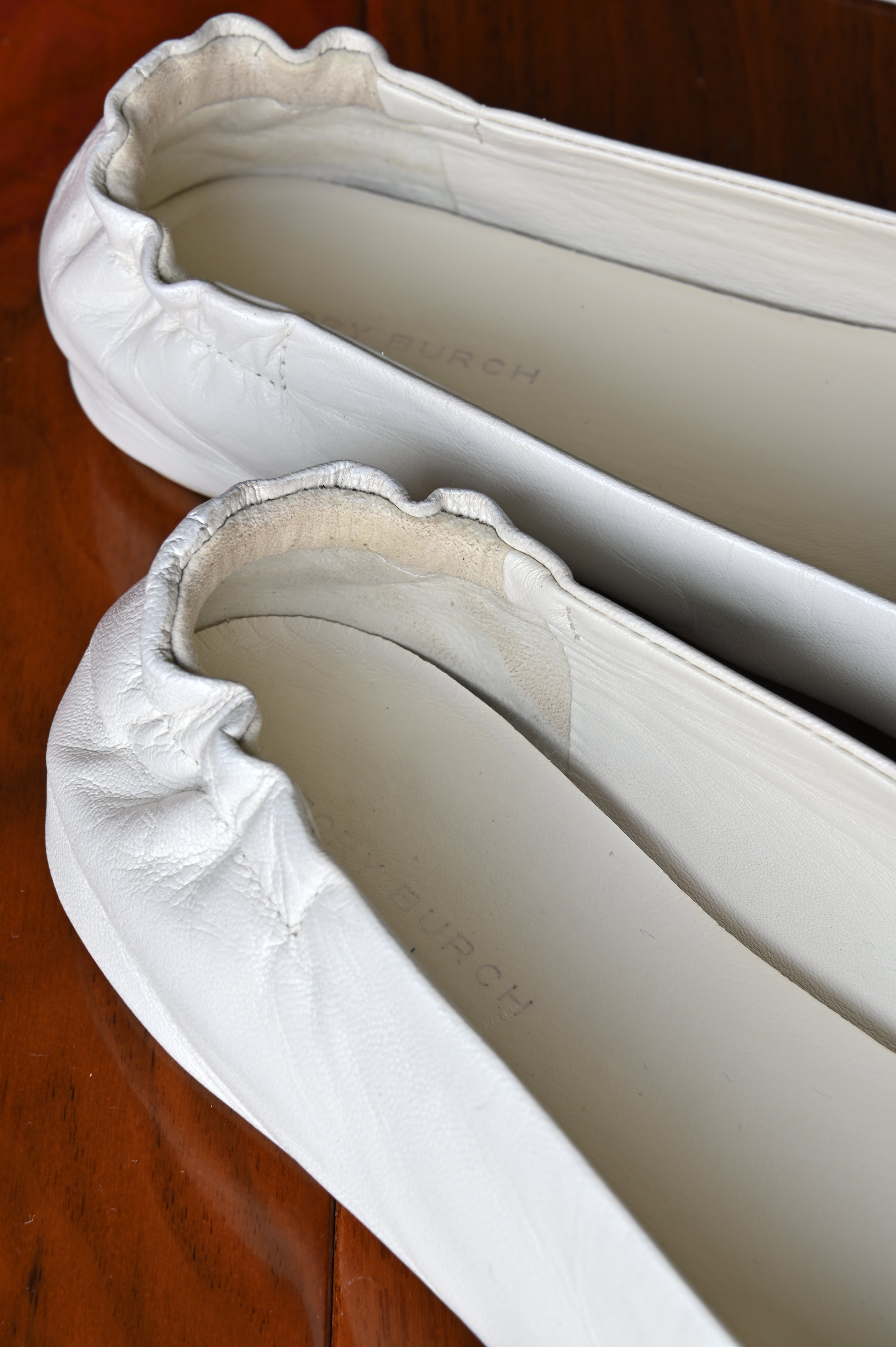 Tory Burch White Minnie Travel Ballet Flats