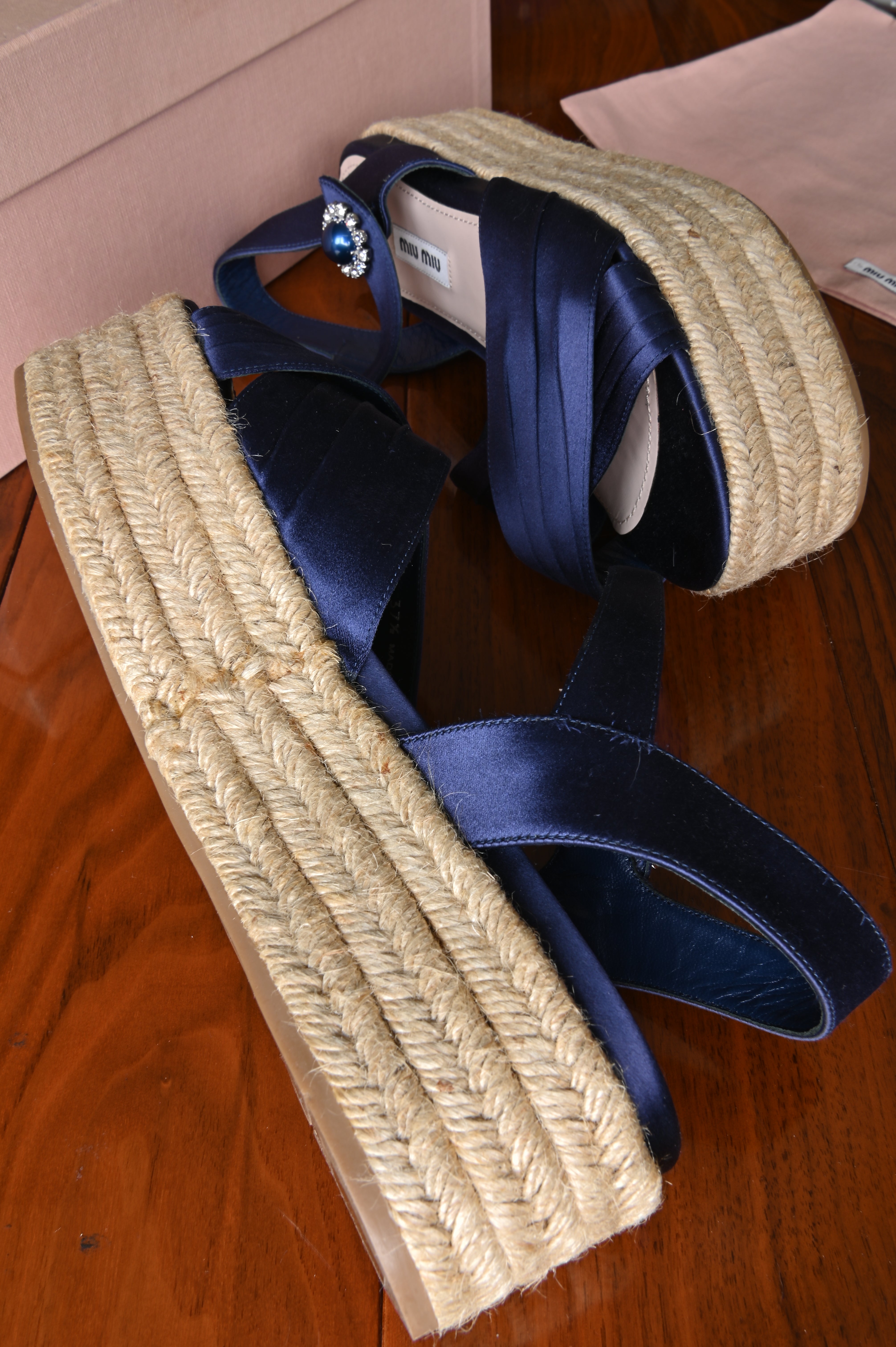 Miu Miu Blue Platform Espadrilles