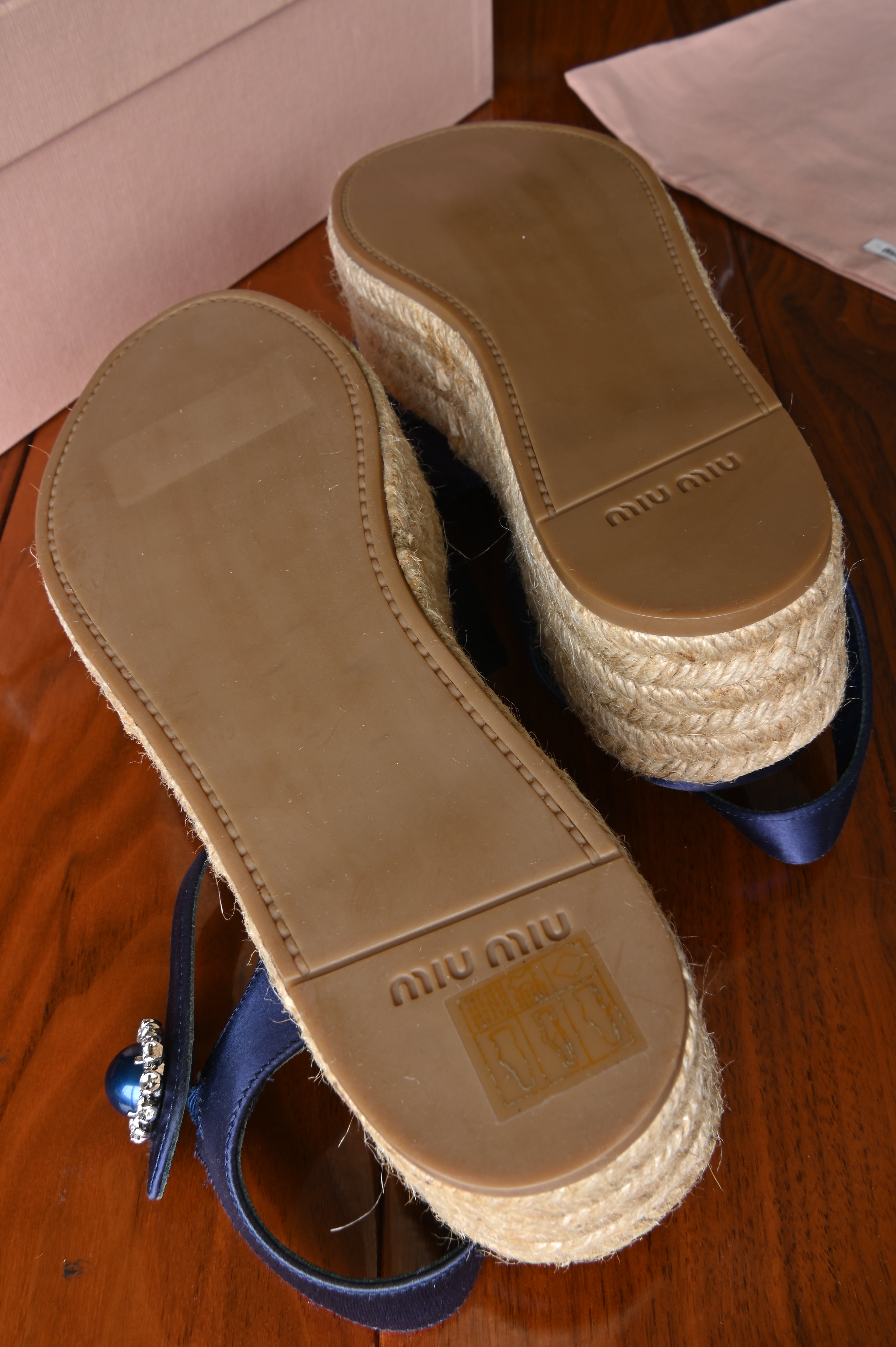 Miu Miu Blue Platform Espadrilles