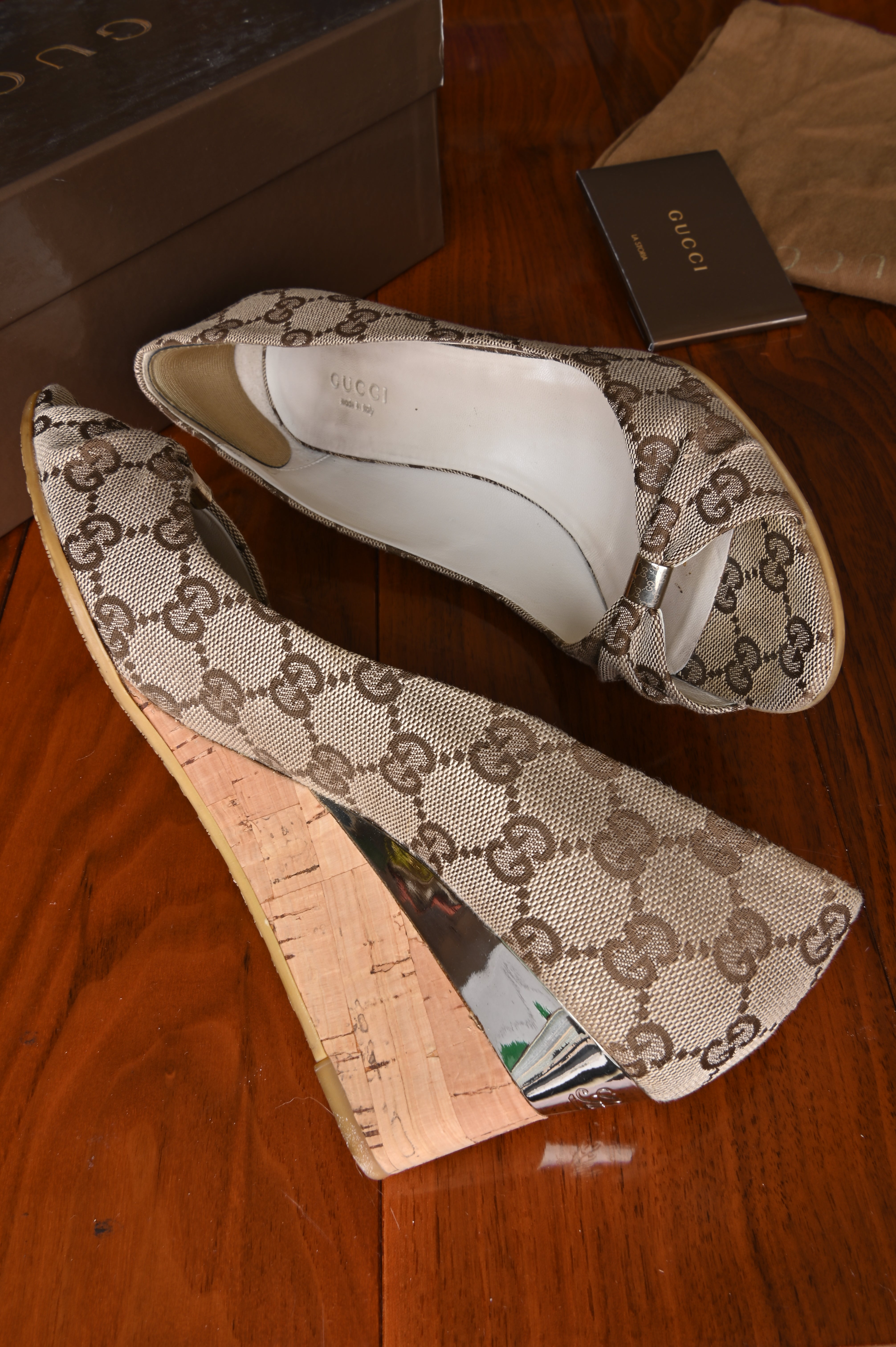 Gucci Brown GG Wedges