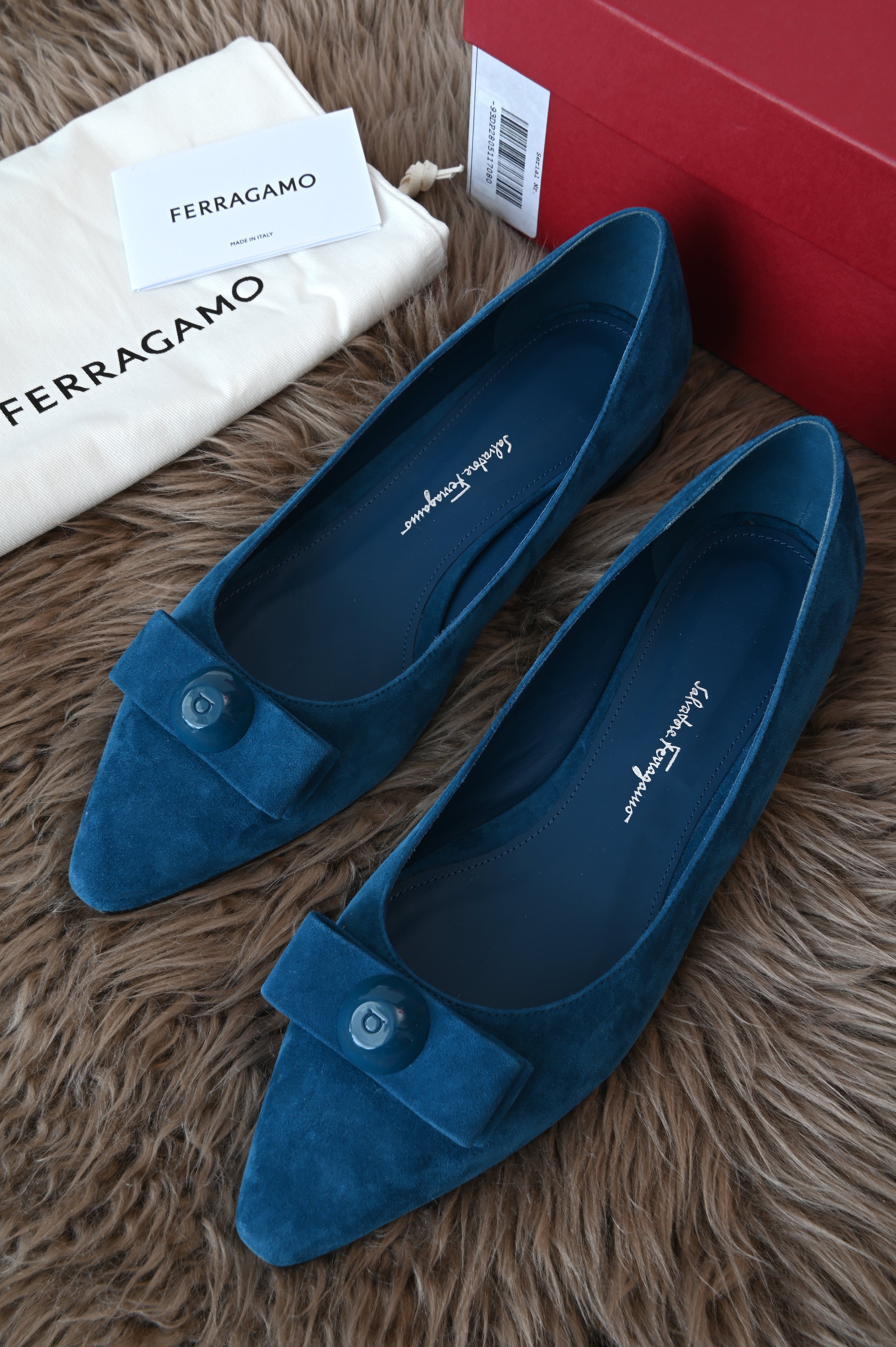 Salvatore Ferragamo Katrin 10 Mediterran Suede Calf