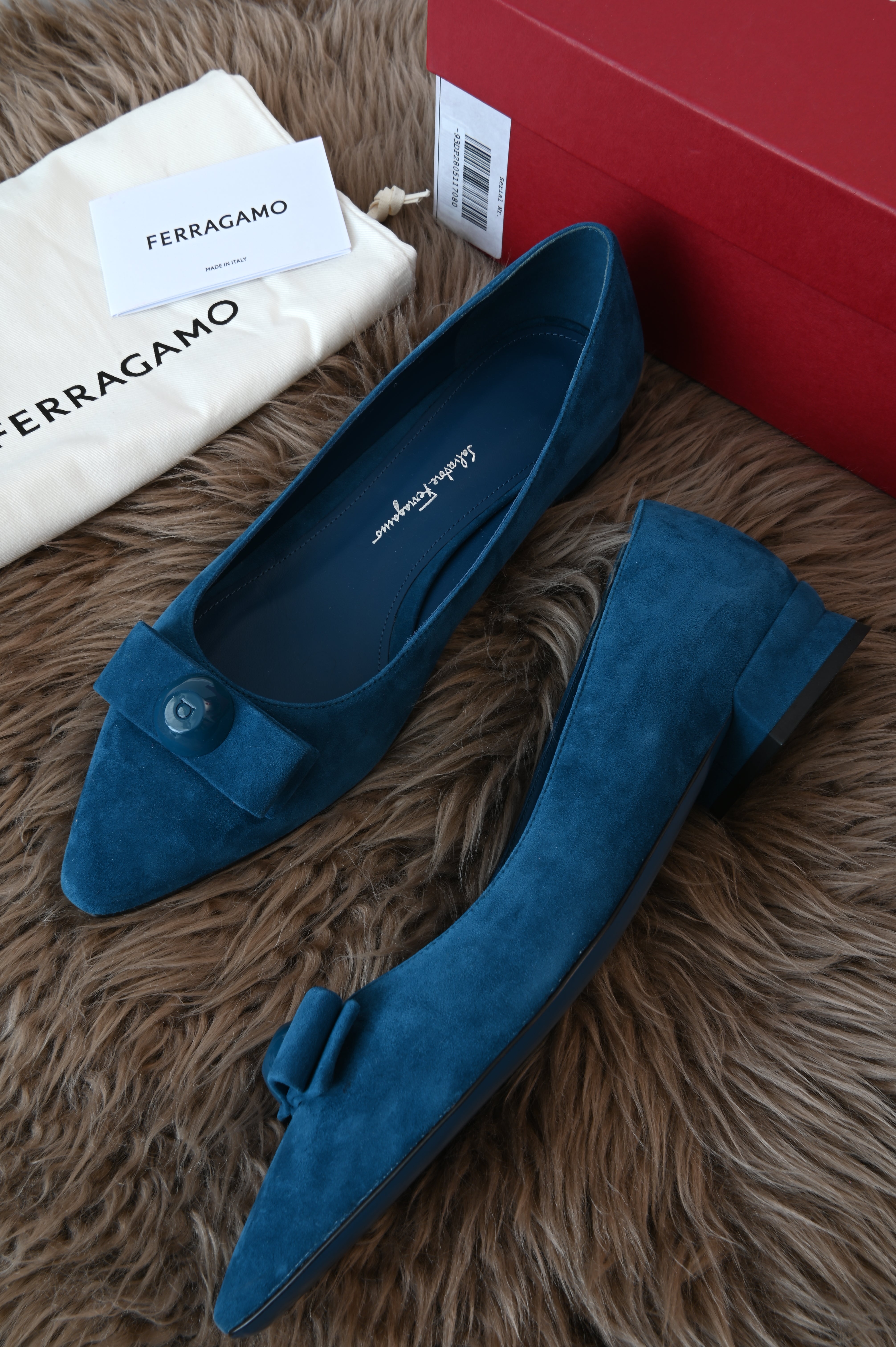 Salvatore Ferragamo Katrin 10 Mediterran Suede Calf