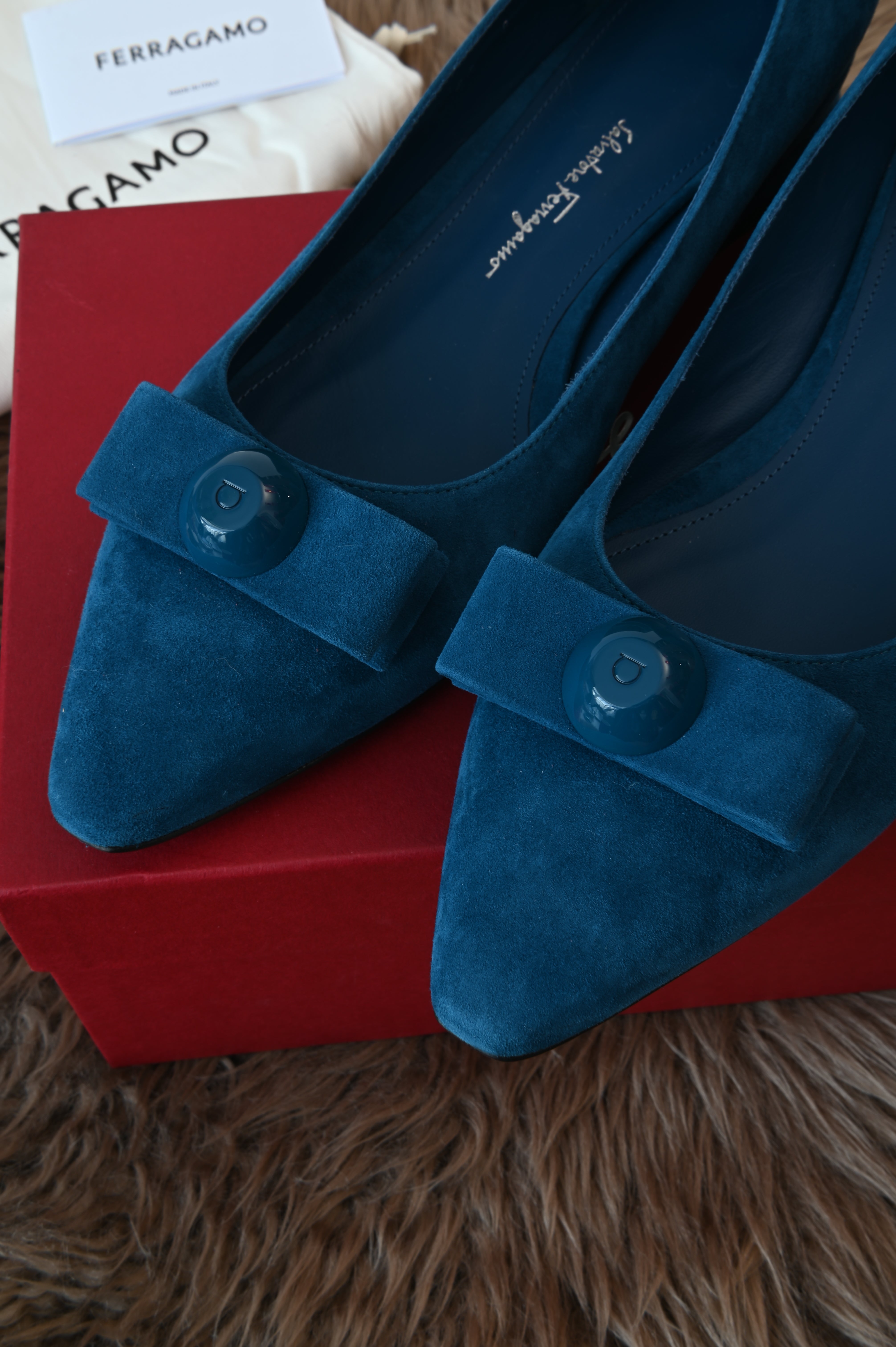 Salvatore Ferragamo Katrin 10 Mediterran Suede Calf