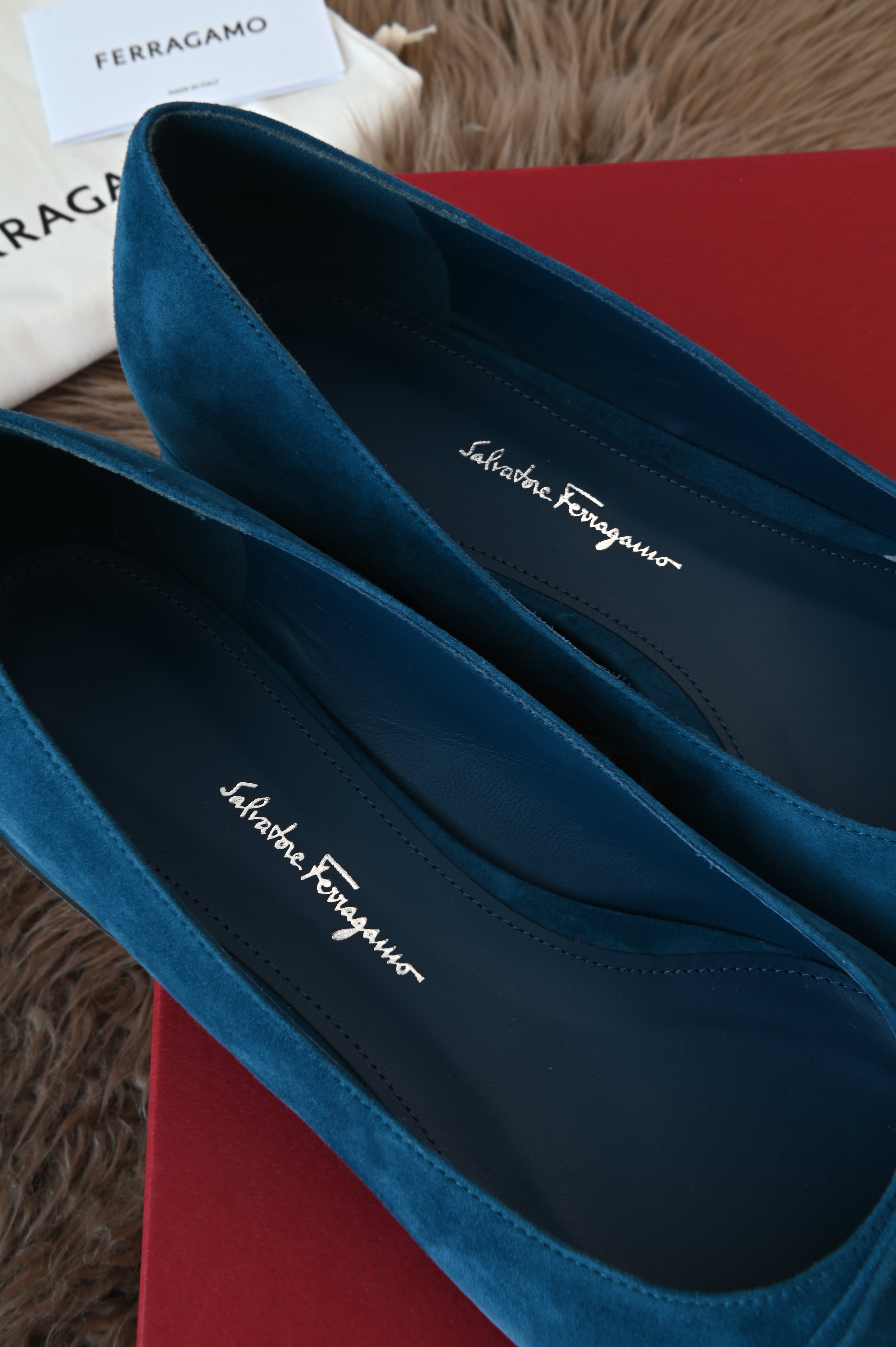 Salvatore Ferragamo Katrin 10 Mediterran Suede Calf