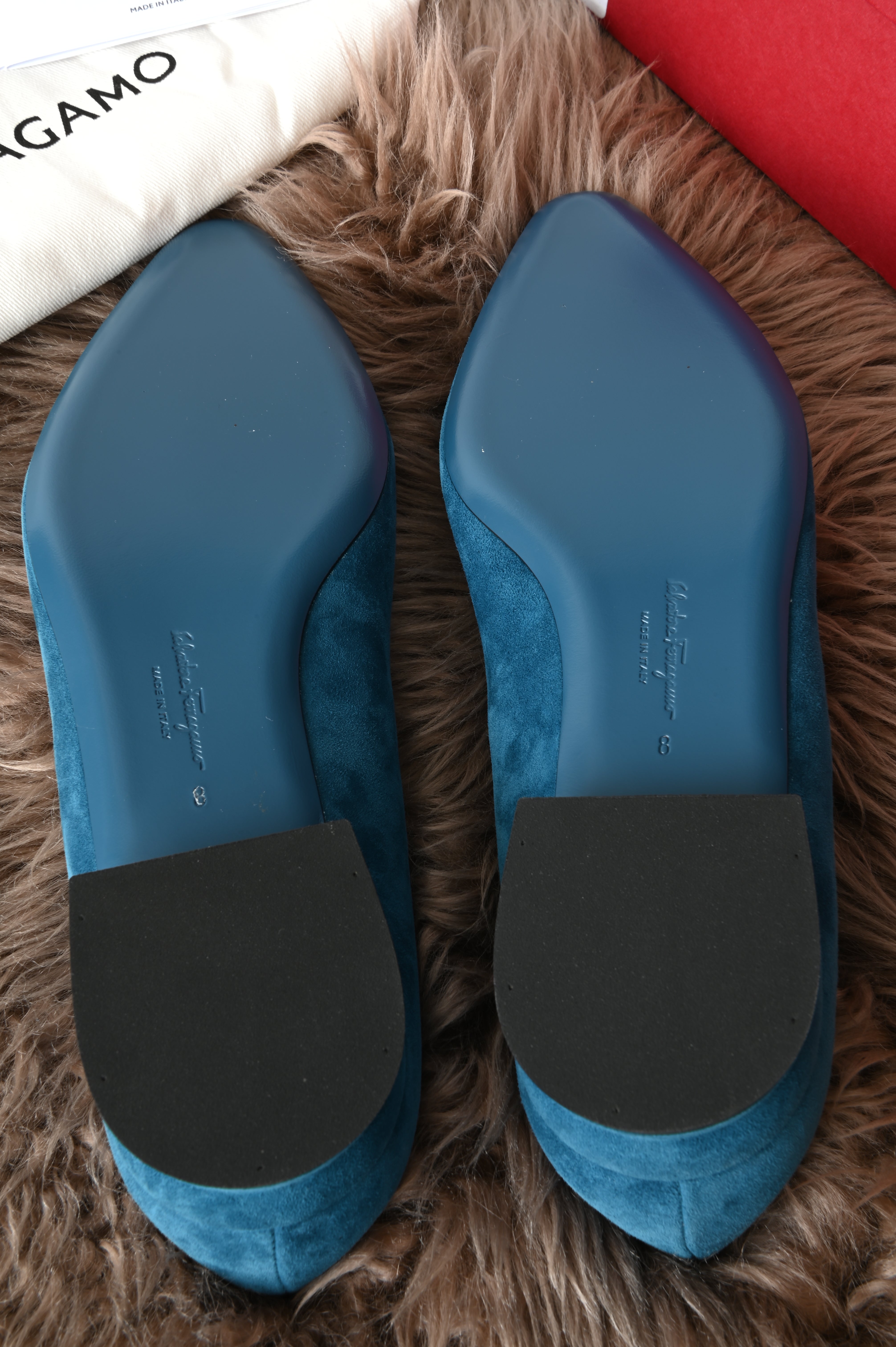 Salvatore Ferragamo Katrin 10 Mediterran Suede Calf