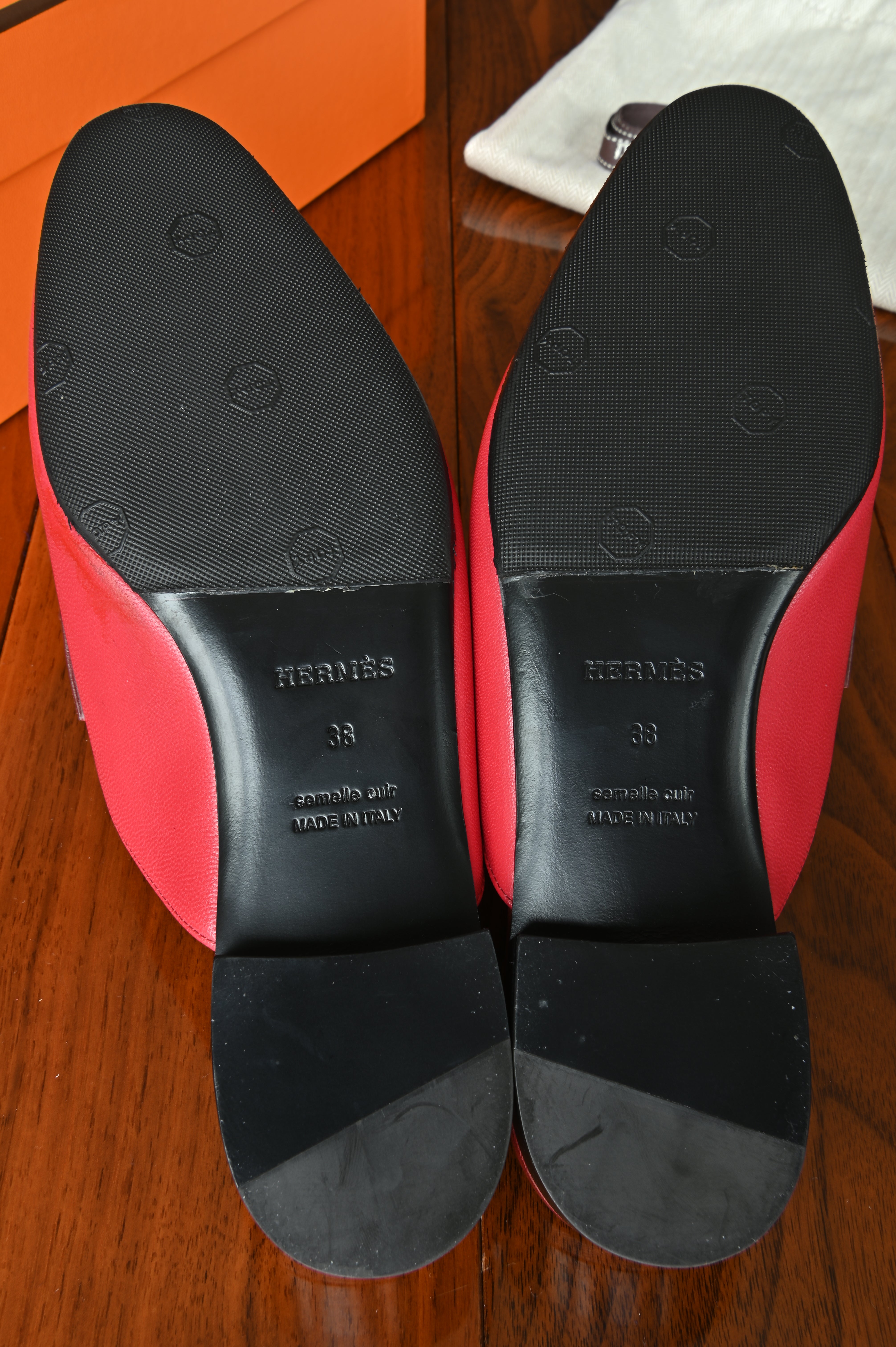 Hermès Trocadero mules in a tricolor